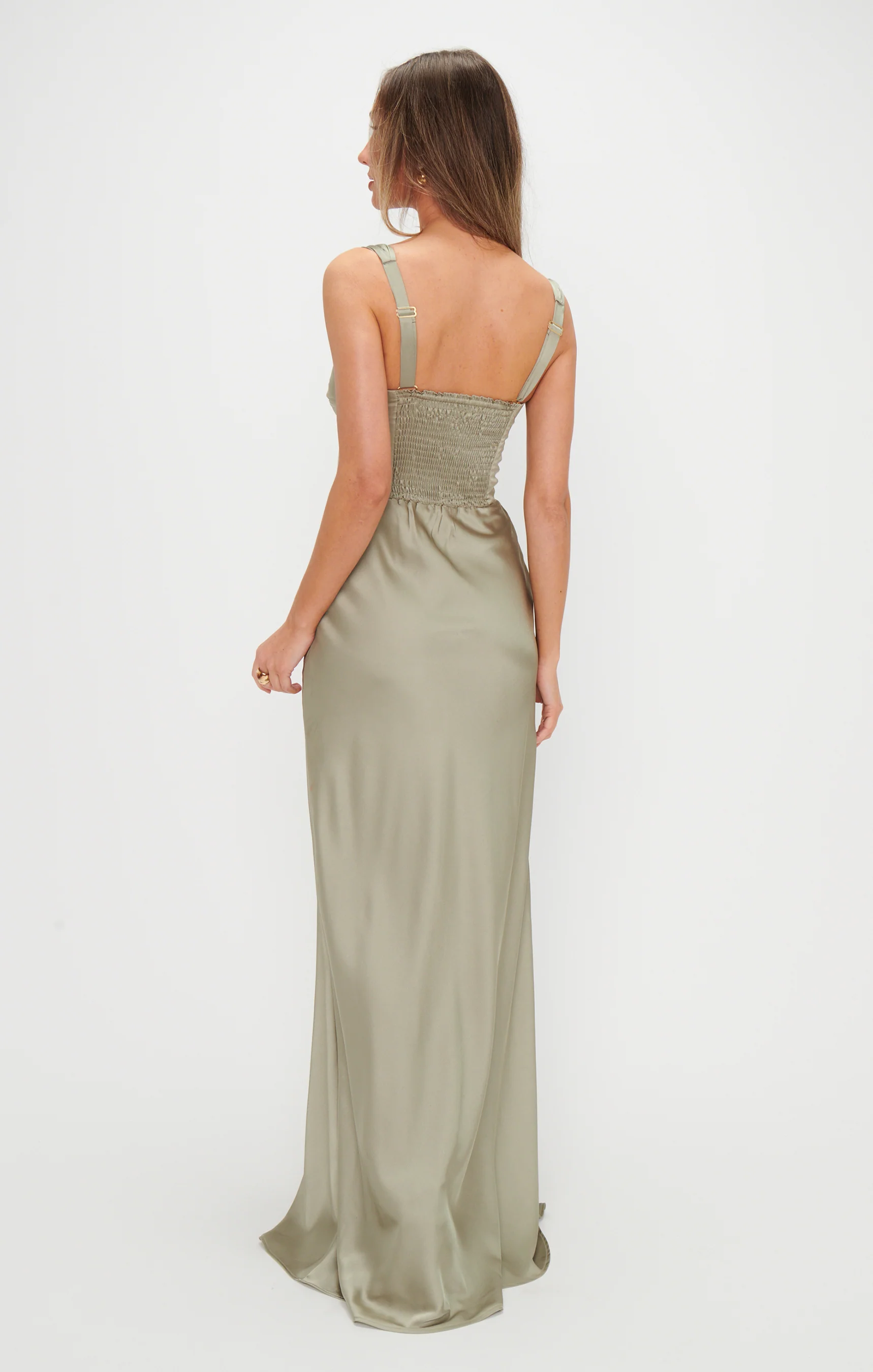 Lana Maxi Dress ~ Moss Green Luxe Satin - Image 4
