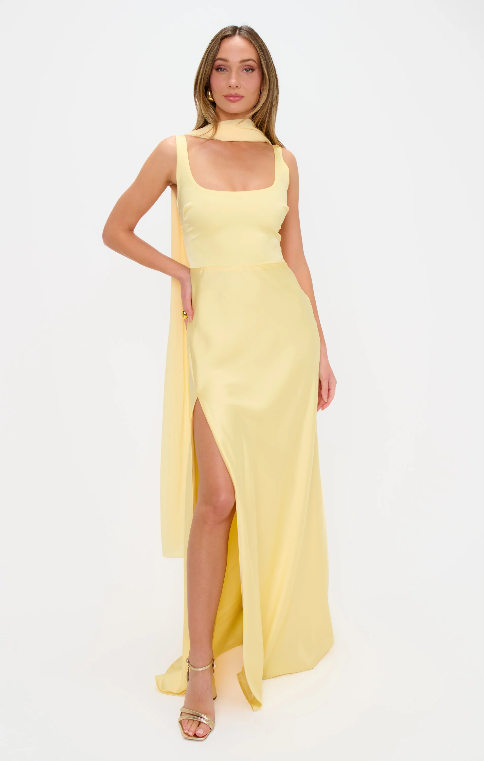 Lana Maxi Dress ~ Pale Yellow Luxe Satin - Image 3