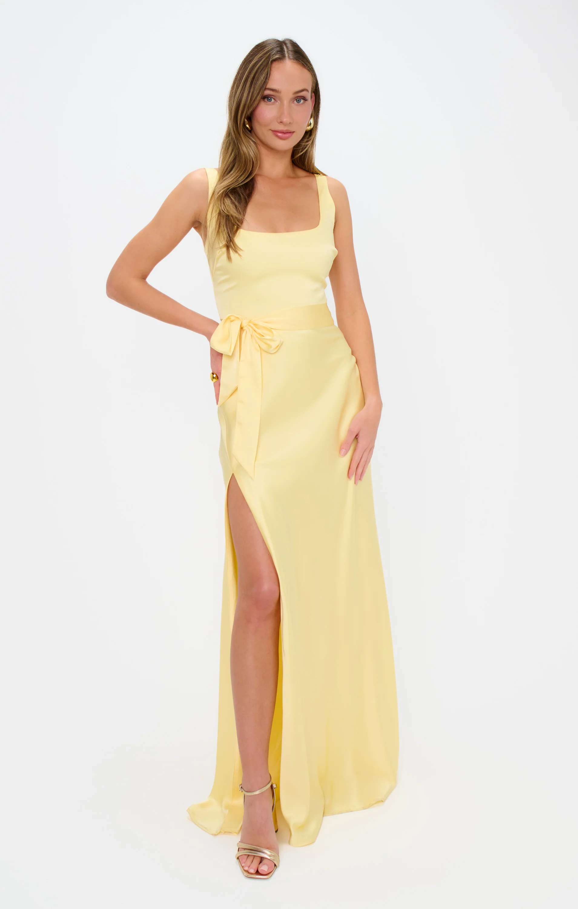 Lana Maxi Dress ~ Pale Yellow Luxe Satin - Image 6