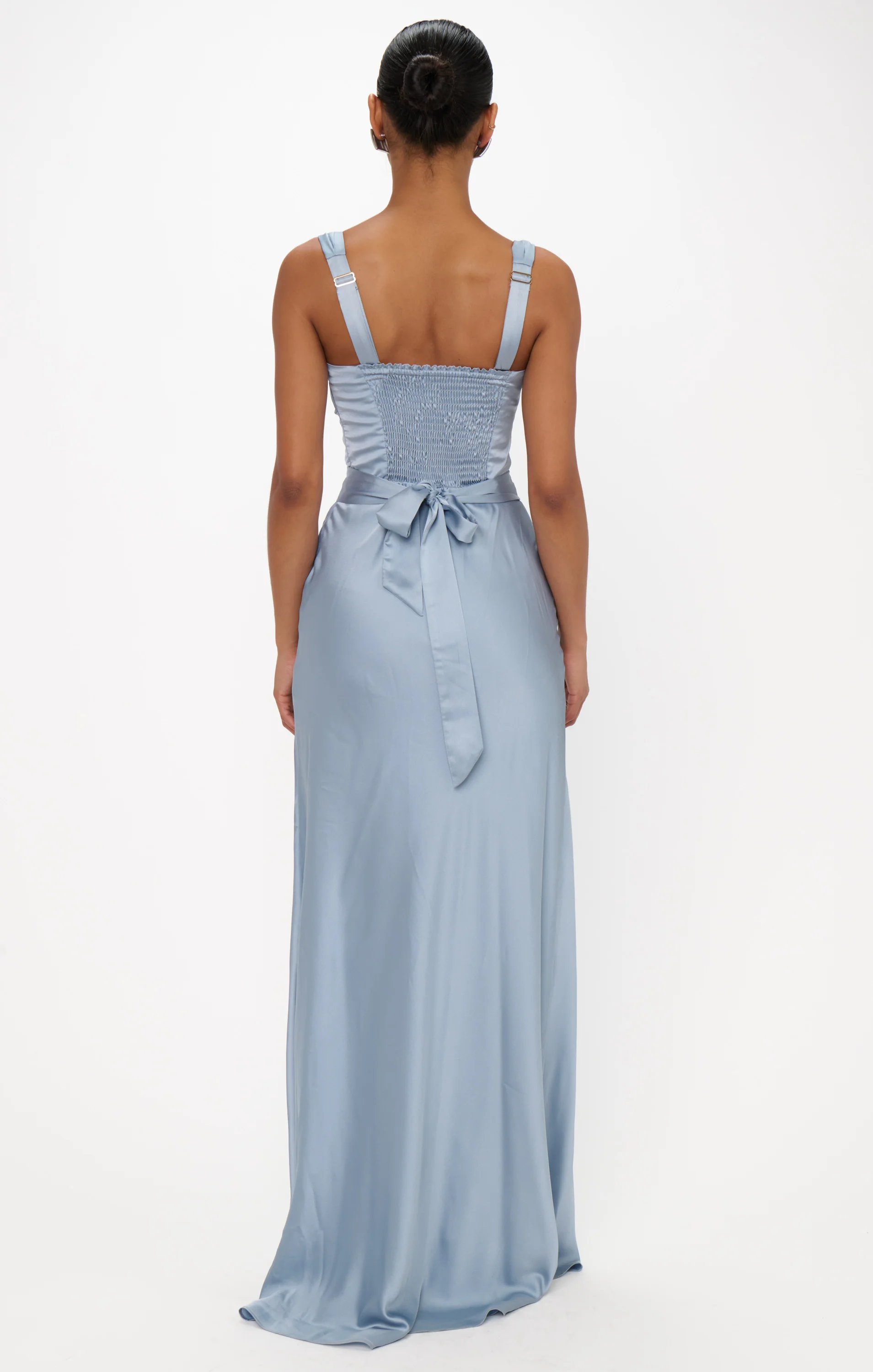Lana Maxi Dress ~ Steel Blue Luxe Satin - Image 2