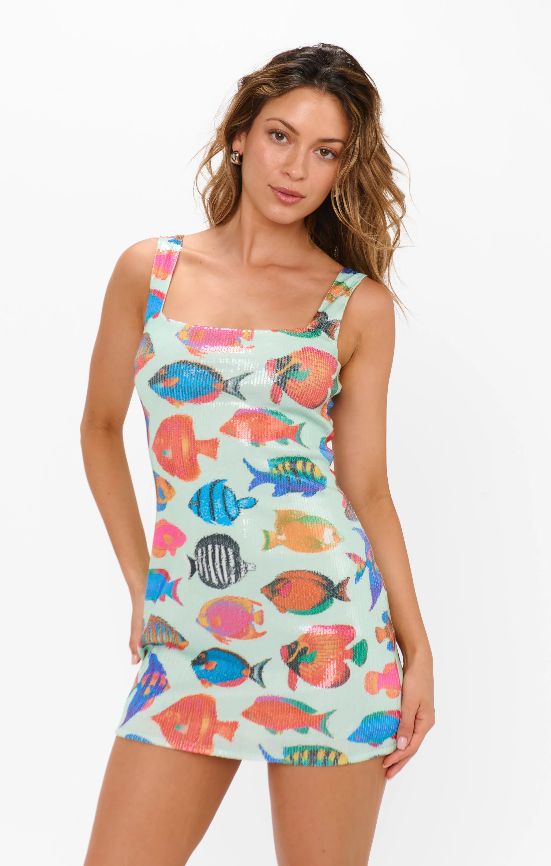 Lets Go Mini Dress ~ Rainbow Reef Sequins - Image 3