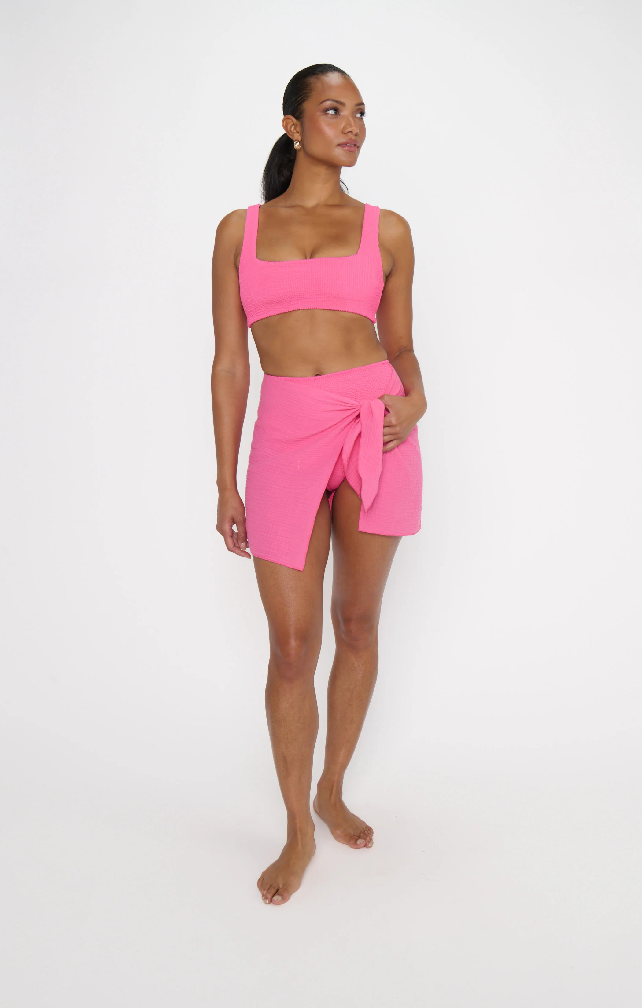 Leyla Sarong ~ Strawberry Pink Gauze - Image 3
