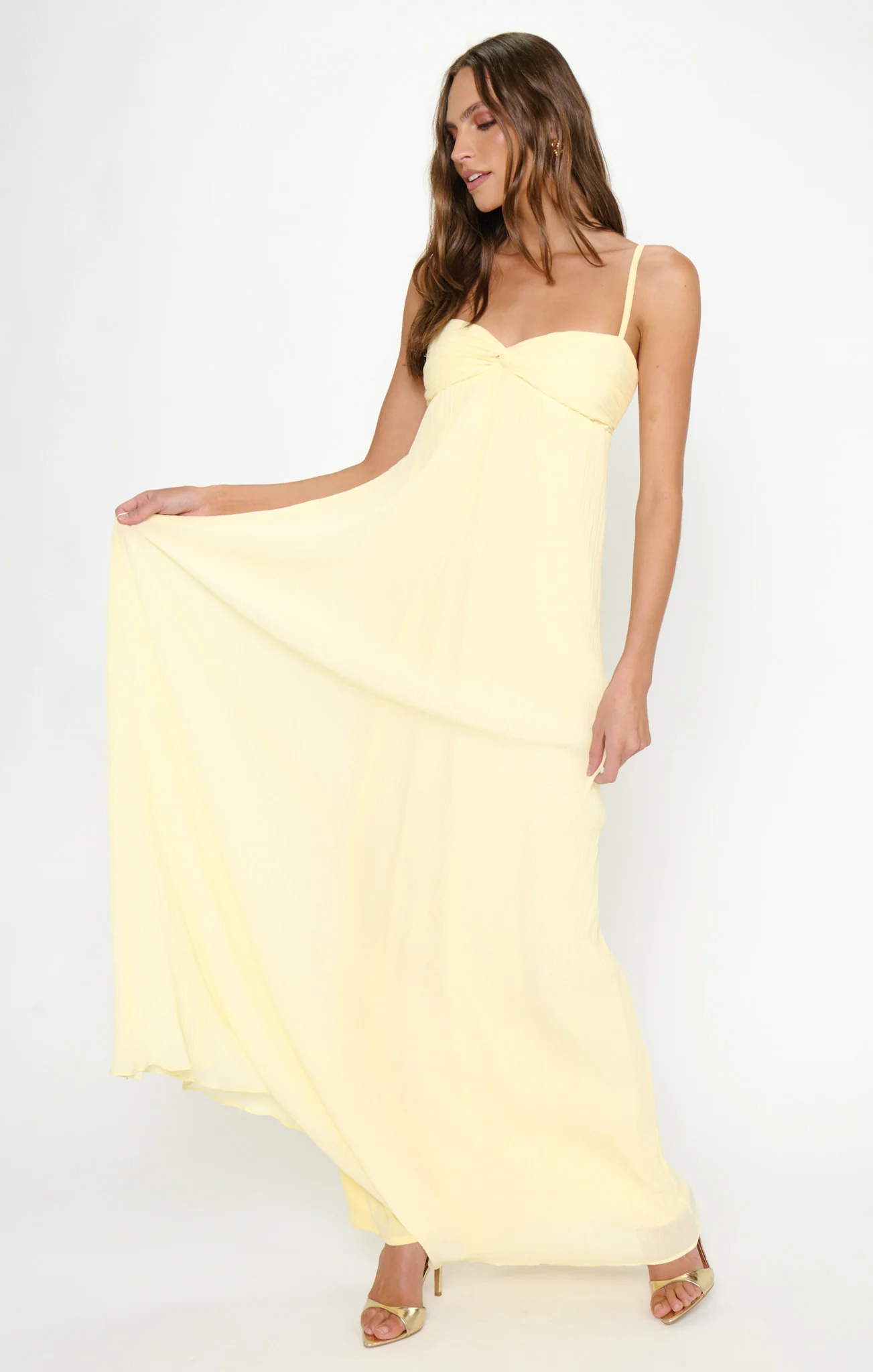 Libby Maxi Dress ~ Pale Yellow Pleated Chiffon - Image 5