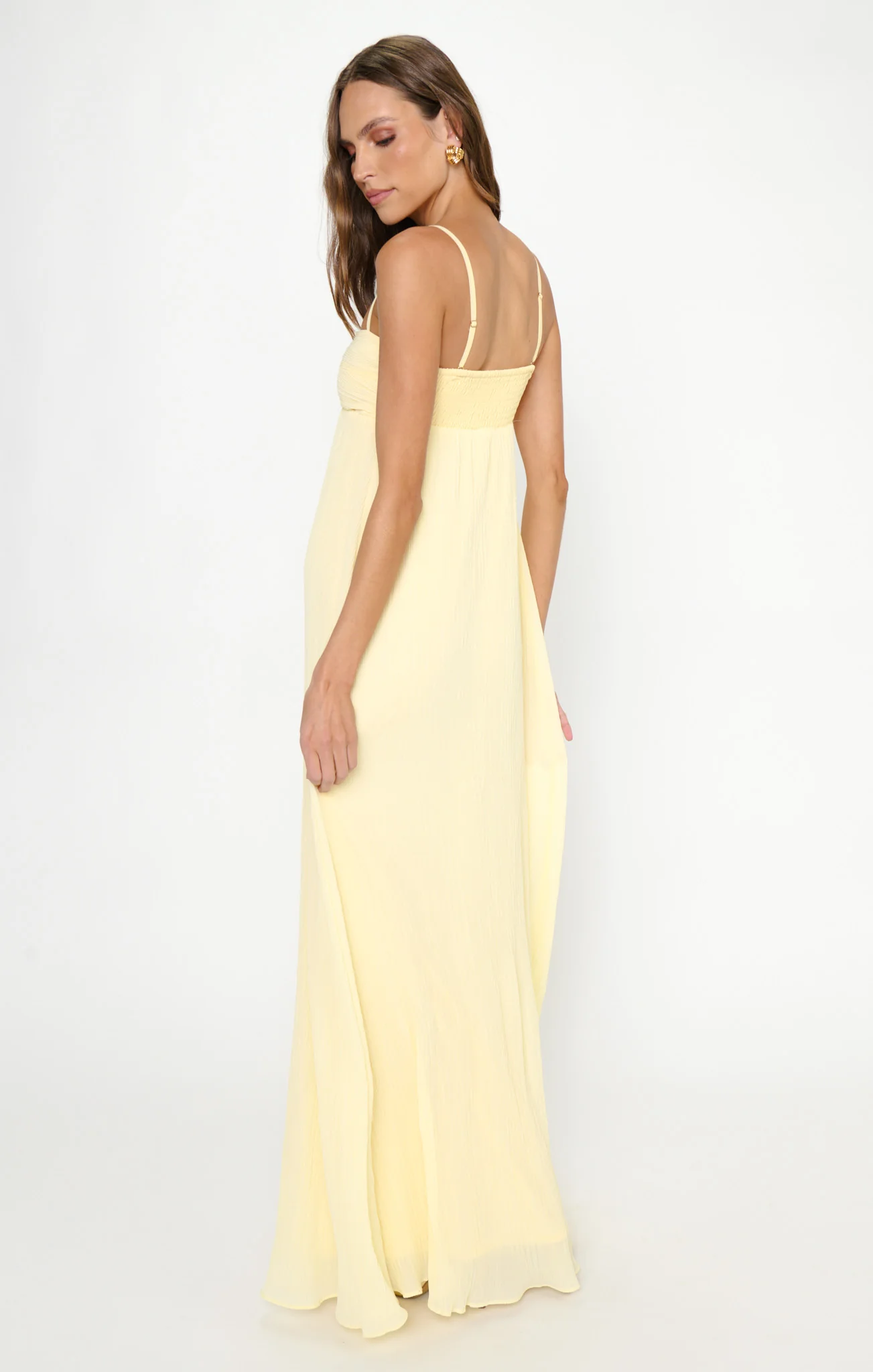 Libby Maxi Dress ~ Pale Yellow Pleated Chiffon - Image 7