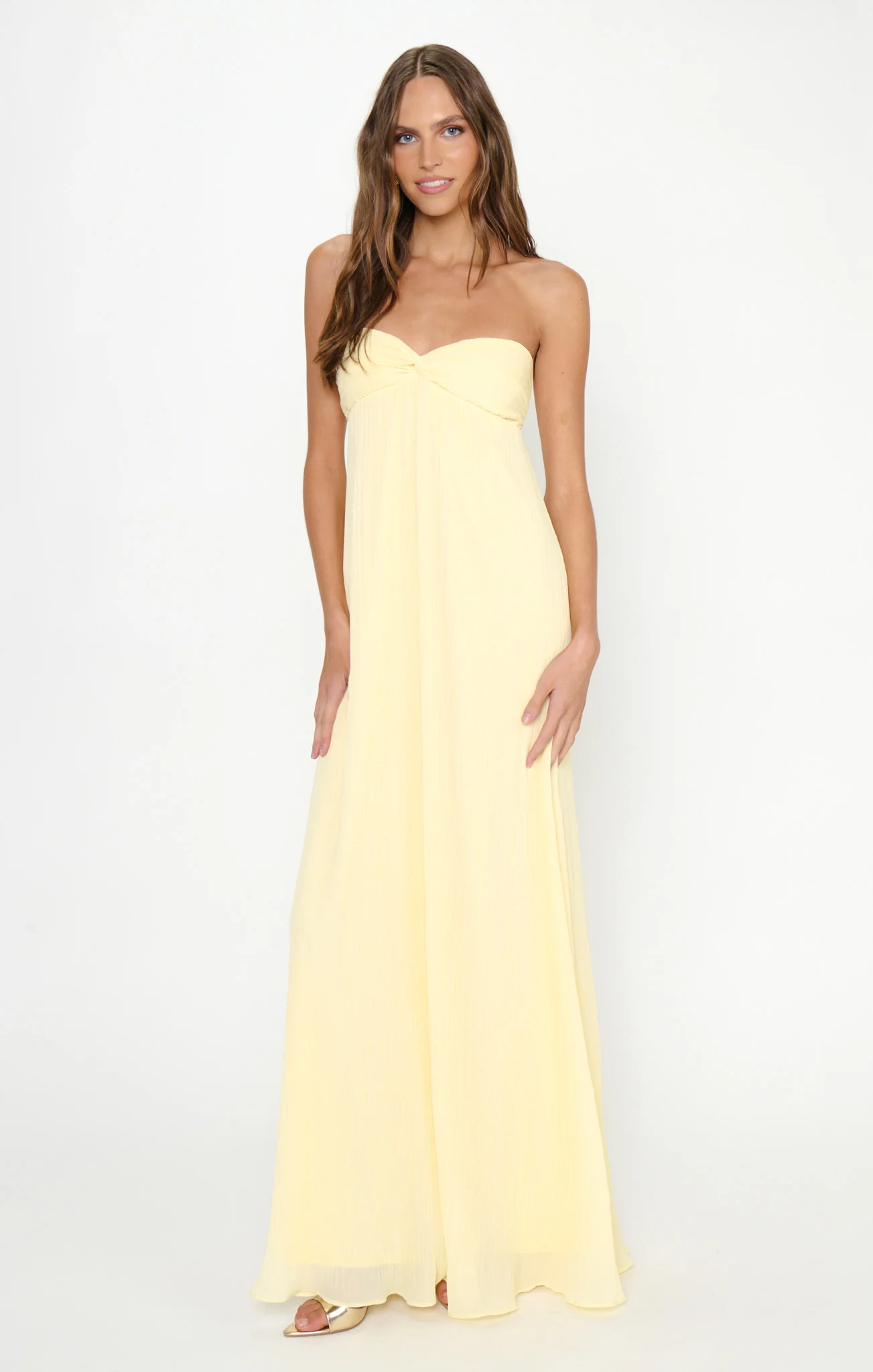 Libby Maxi Dress ~ Pale Yellow Pleated Chiffon - Image 8