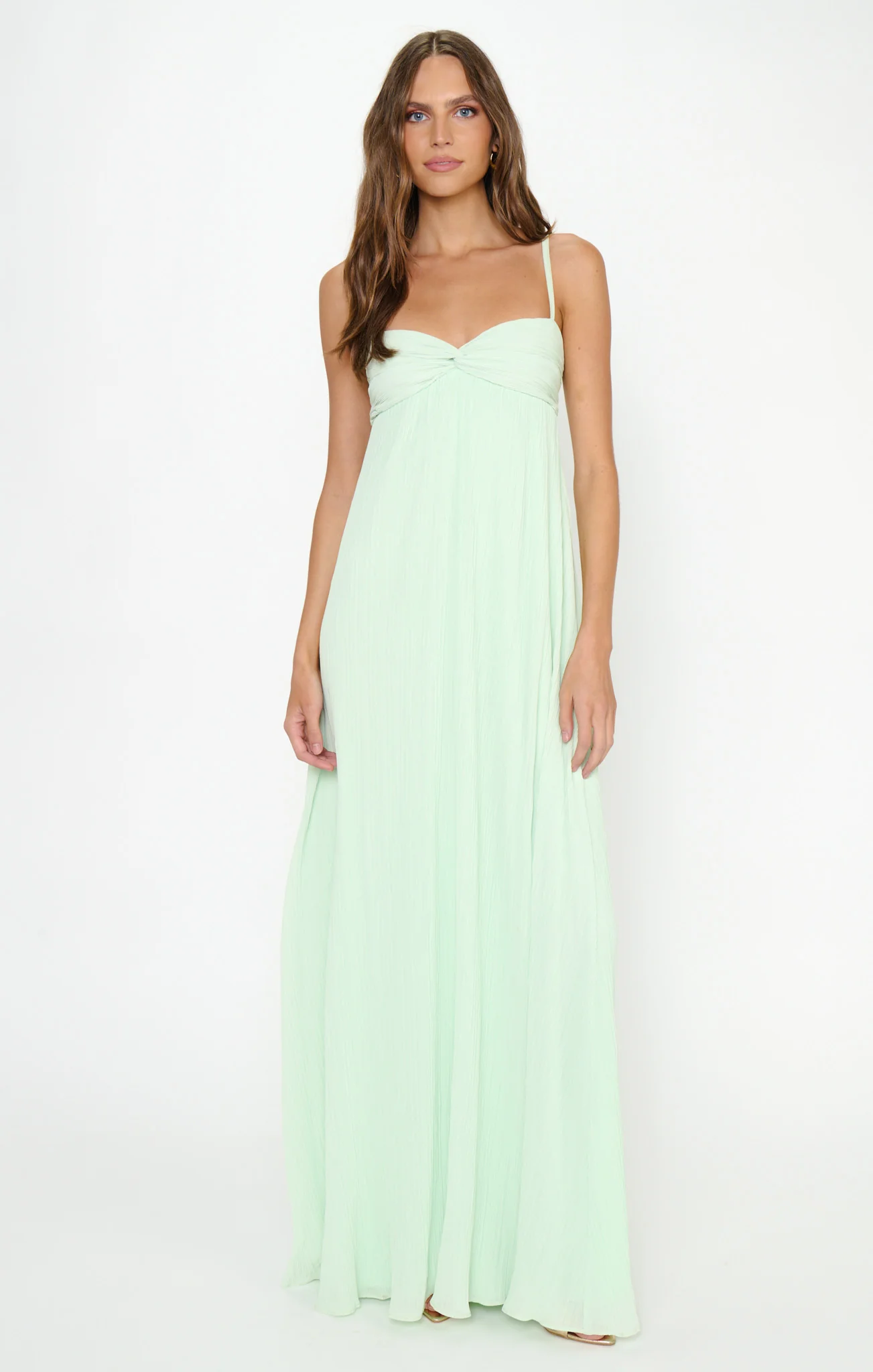 Libby Maxi Dress ~ Pistachio Pleated Chiffon - Image 4