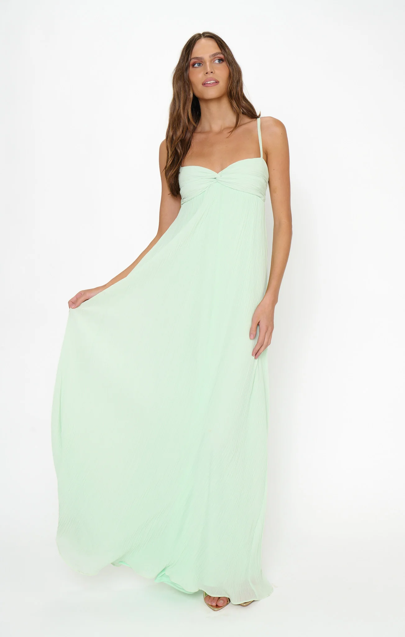 Libby Maxi Dress ~ Pistachio Pleated Chiffon - Image 5