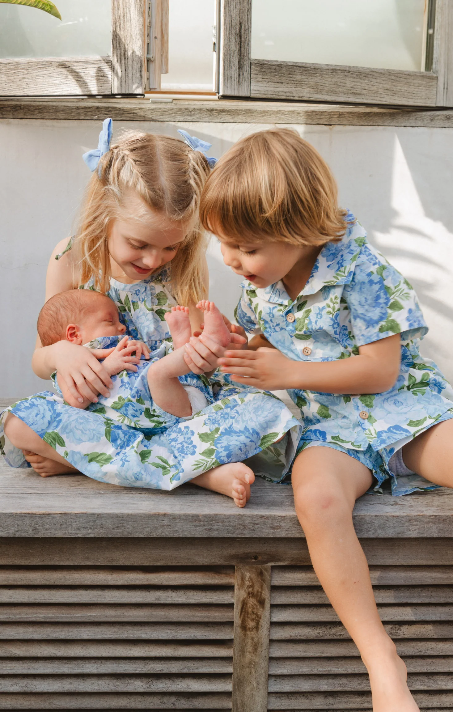 Lil Button Up Shirt ~ Cottage Floral Blue - Image 3