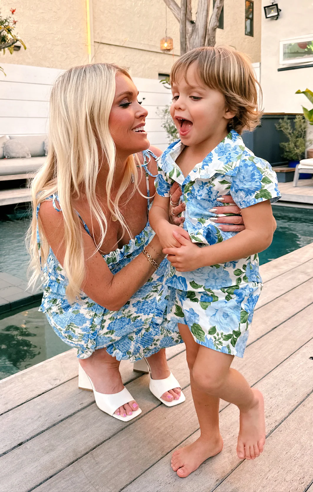 Lil Button Up Shirt ~ Cottage Floral Blue - Image 4