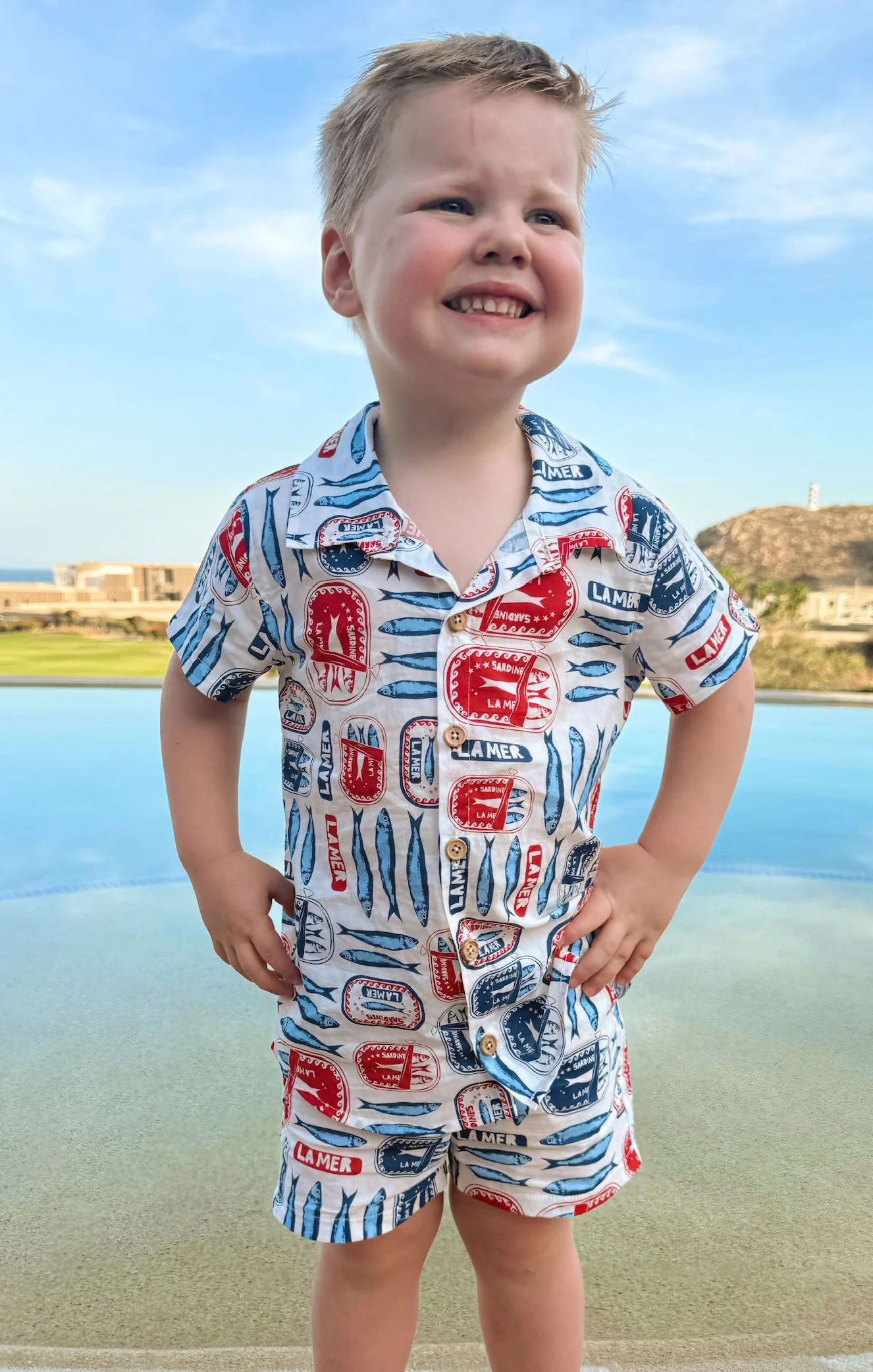 Lil Button Up Shirt ~ Sardine Border - Image 2