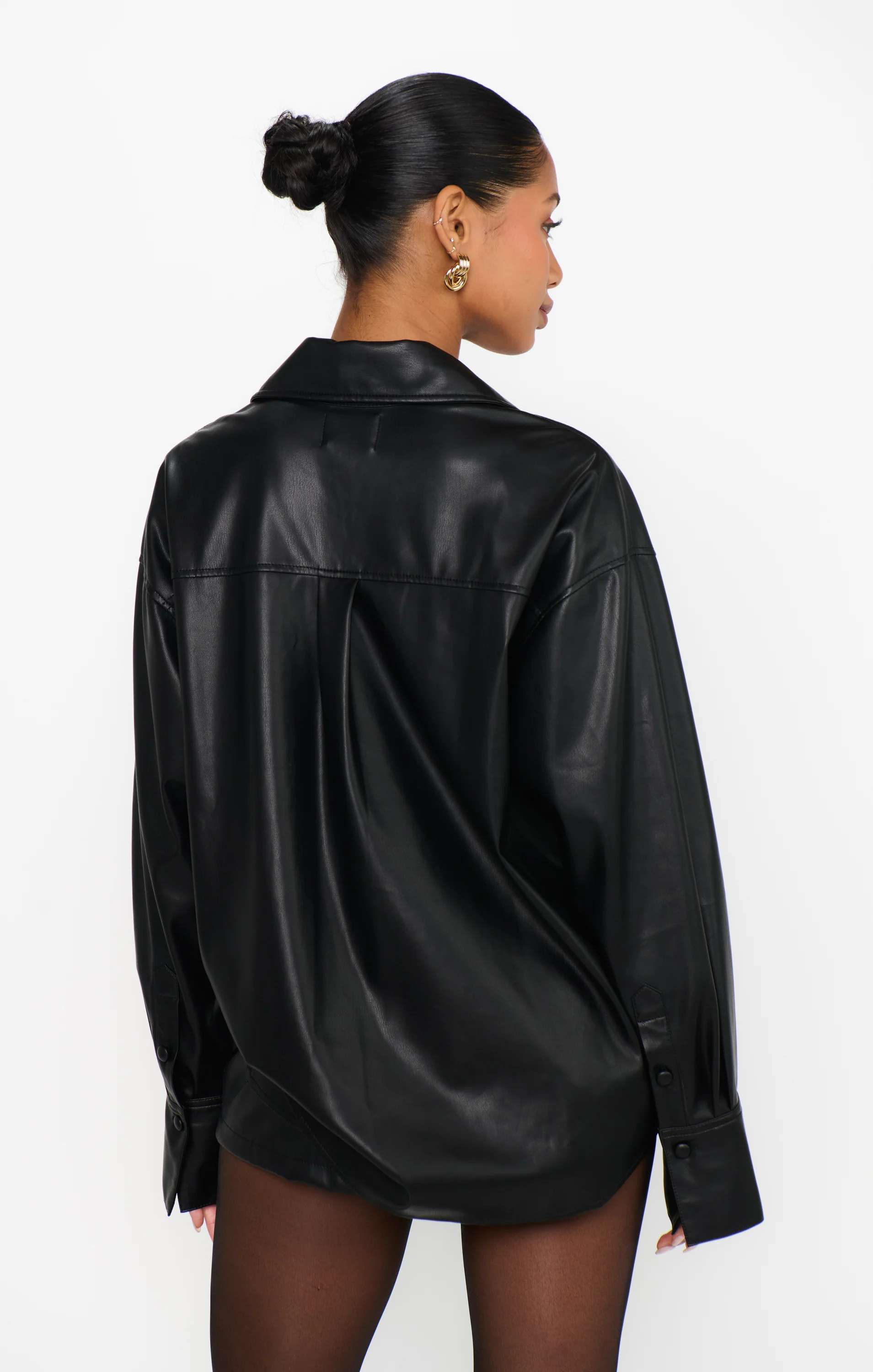 Lincoln Shirt Jacket ~ Black Faux Leather - Image 3
