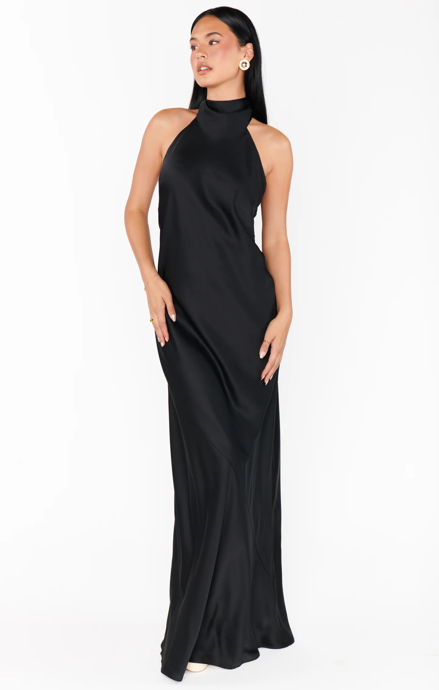 Lisa Maxi Dress ~ Black Luxe Satin - Image 3