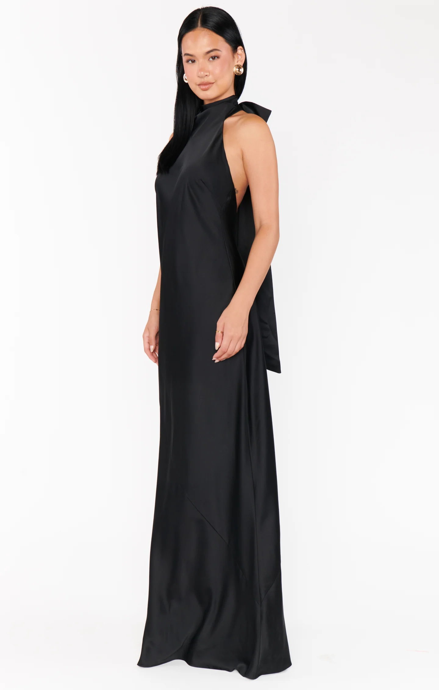 Lisa Maxi Dress ~ Black Luxe Satin - Image 9