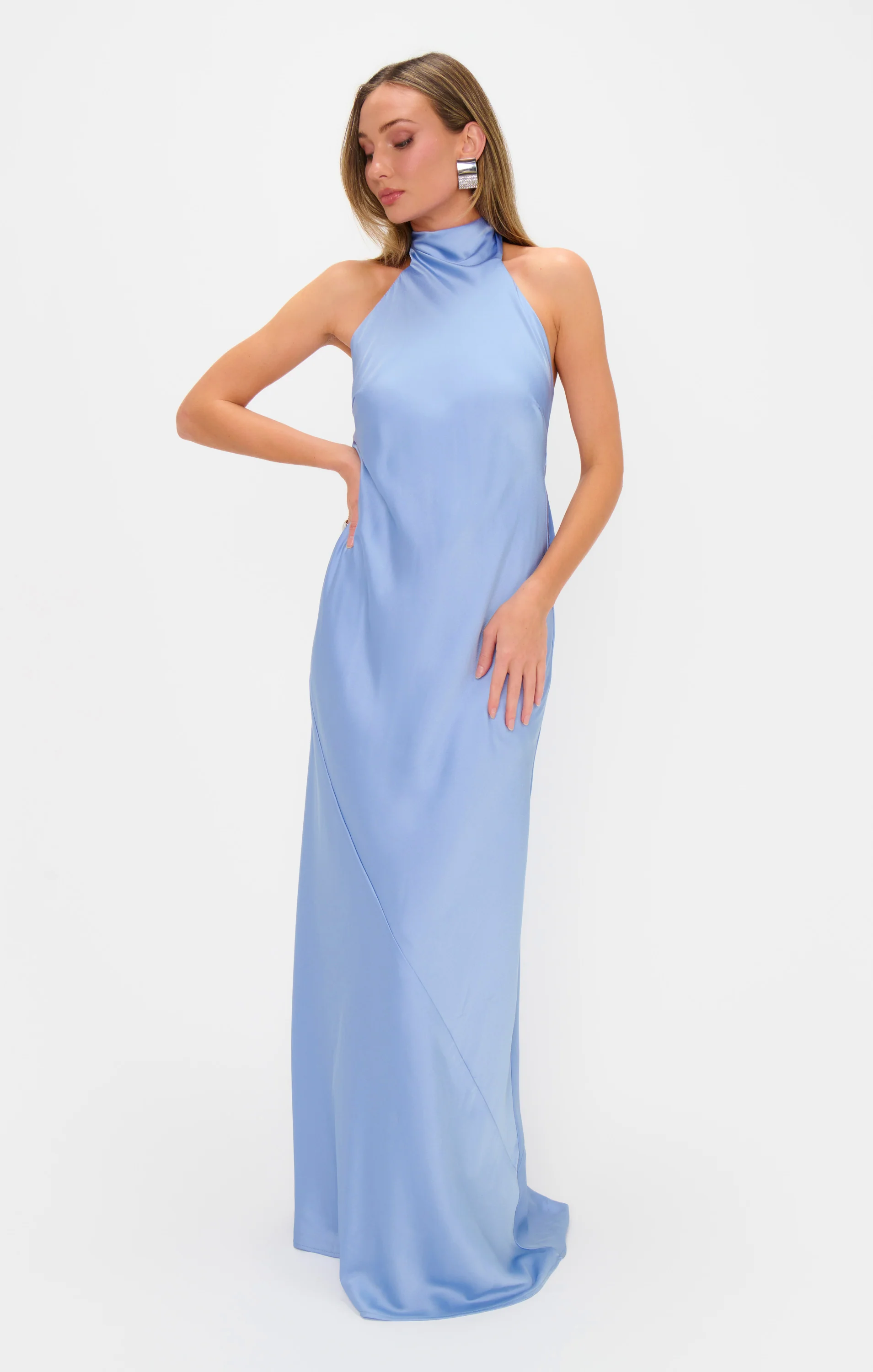 Lisa Maxi Dress ~ Borrowed Blue Luxe Satin - Image 4