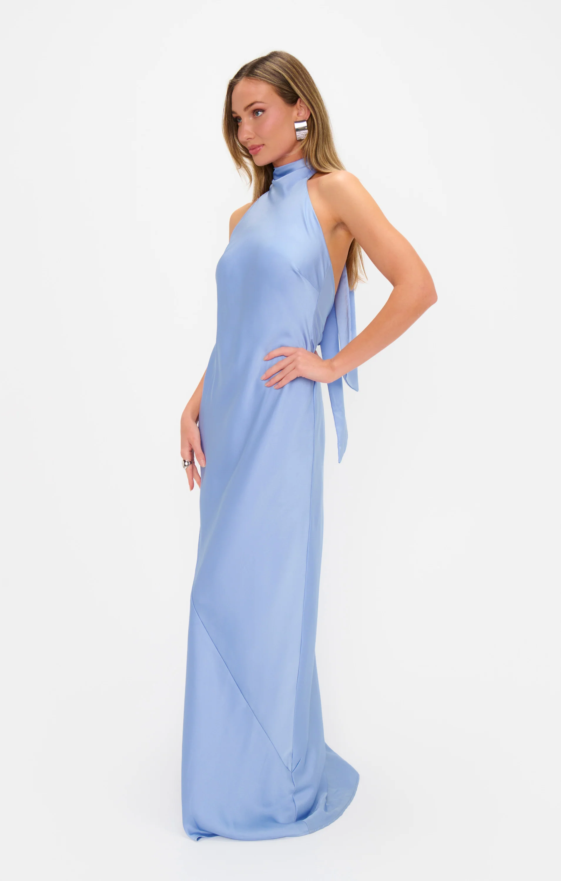 Lisa Maxi Dress ~ Borrowed Blue Luxe Satin - Image 5