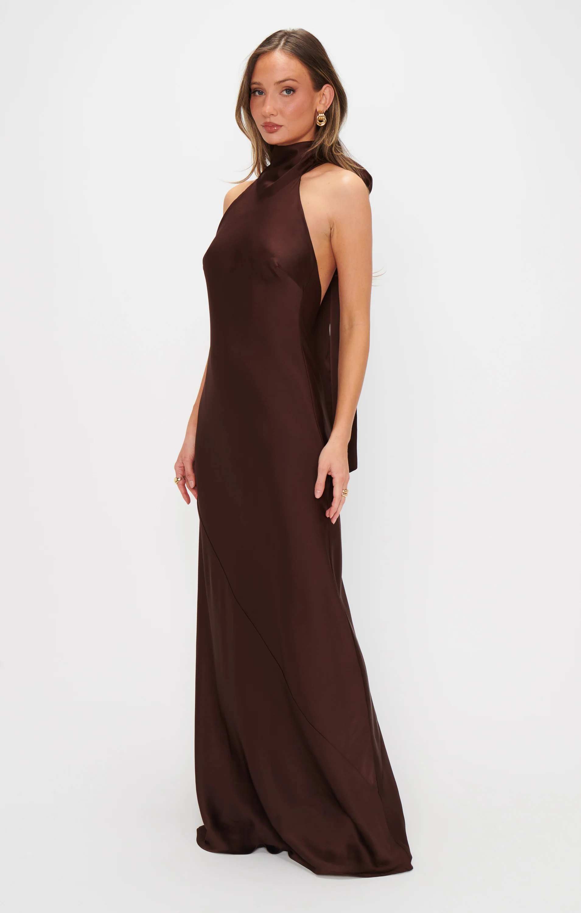 Lisa Maxi Dress ~ Chocolate Luxe Satin - Image 5