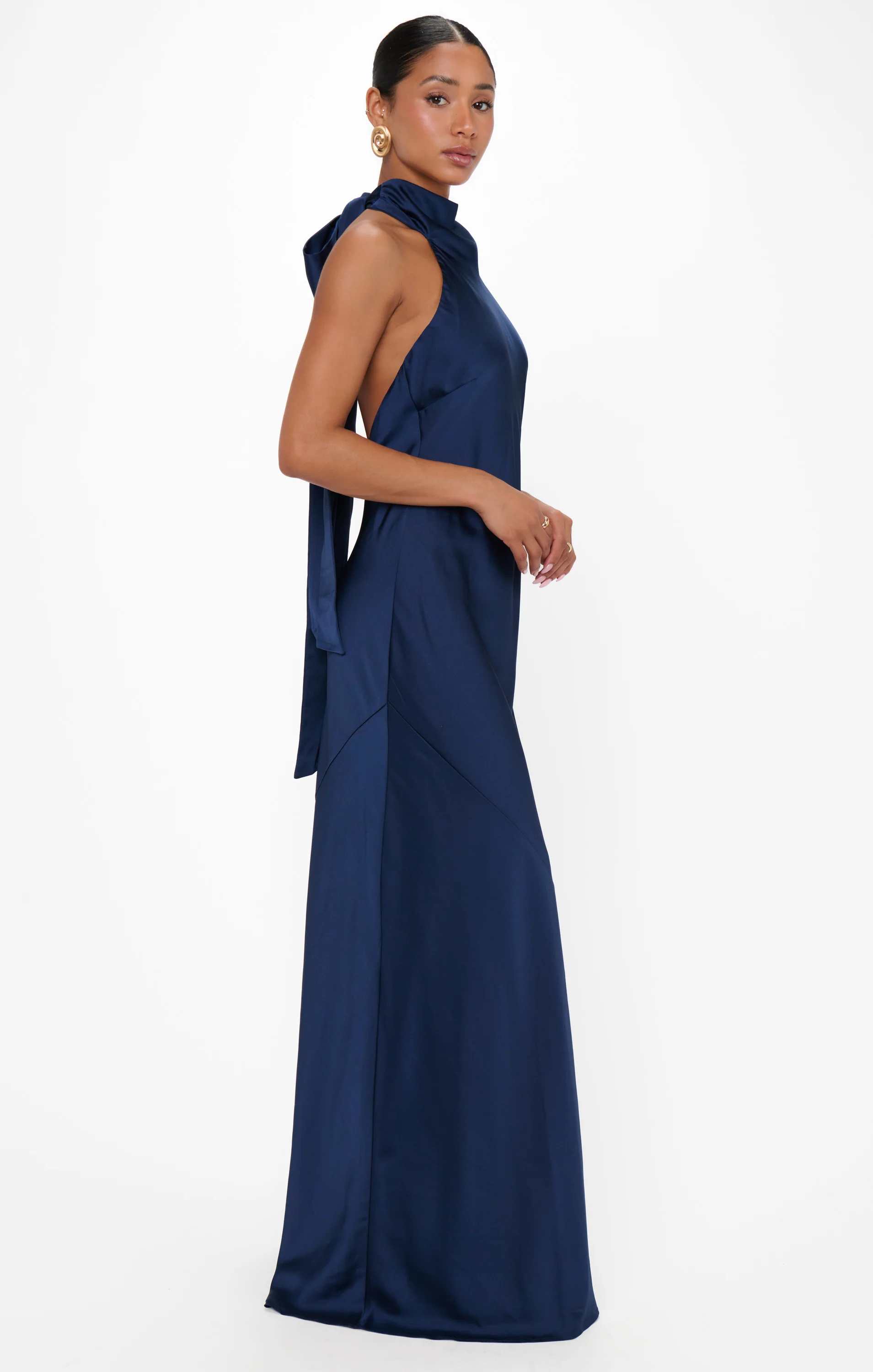 Lisa Maxi Dress ~ Midnight Navy Luxe Satin - Image 4
