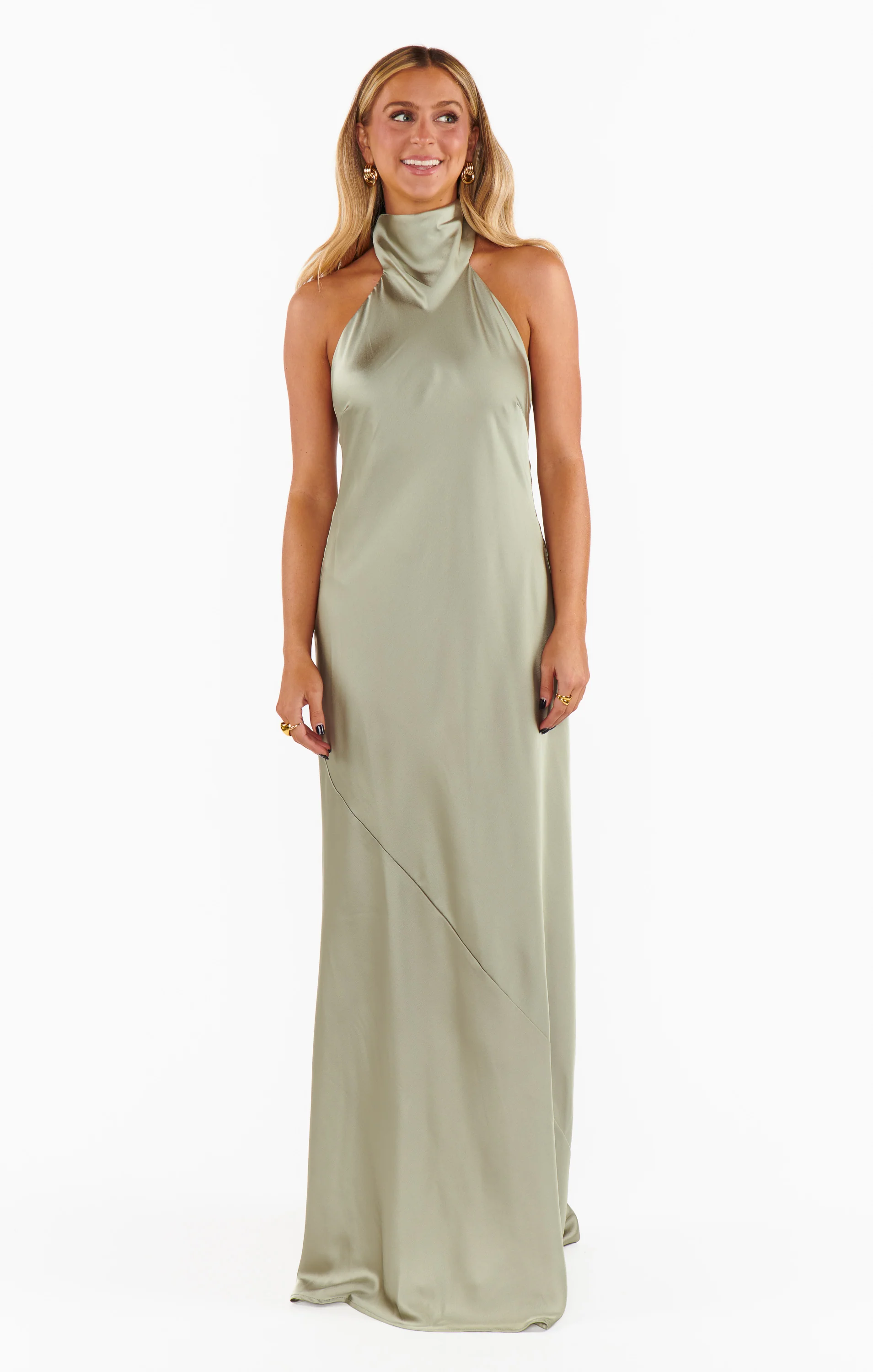 Lisa Maxi Dress ~ Moss Green Luxe Satin - Image 2