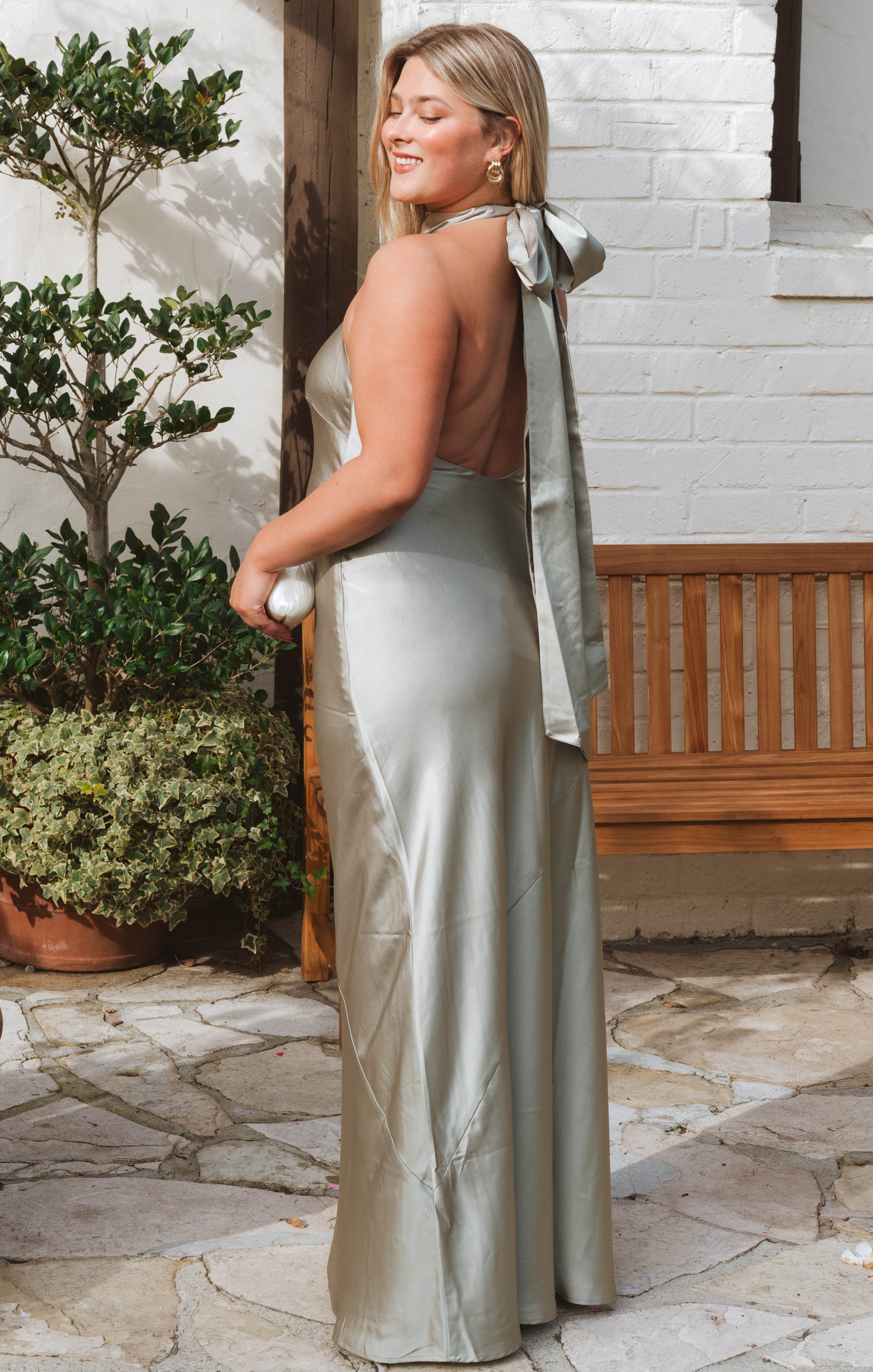 Lisa Maxi Dress ~ Moss Green Luxe Satin - Image 4