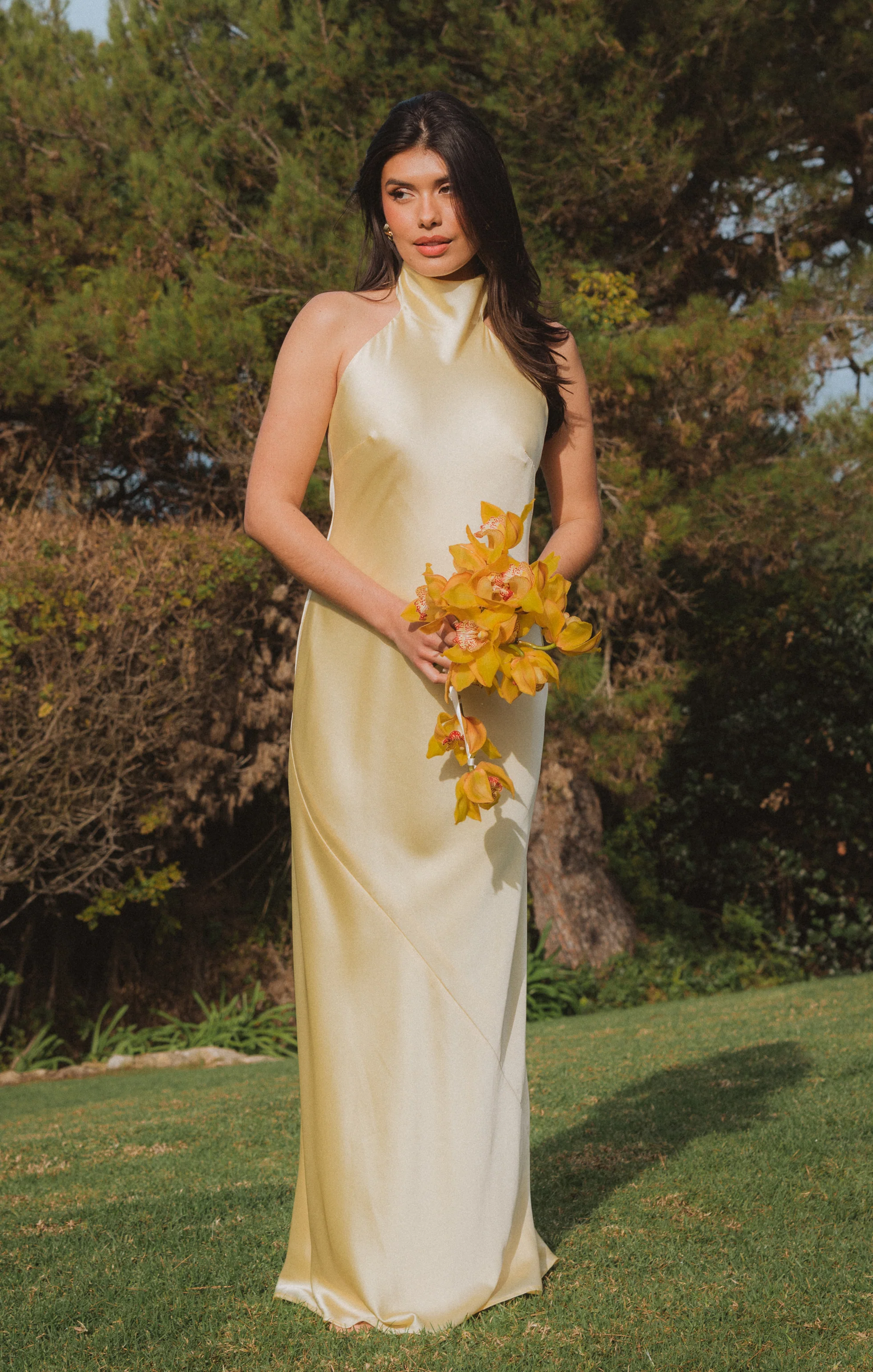 Lisa Maxi Dress ~ Pale Yellow Luxe Satin - Image 2
