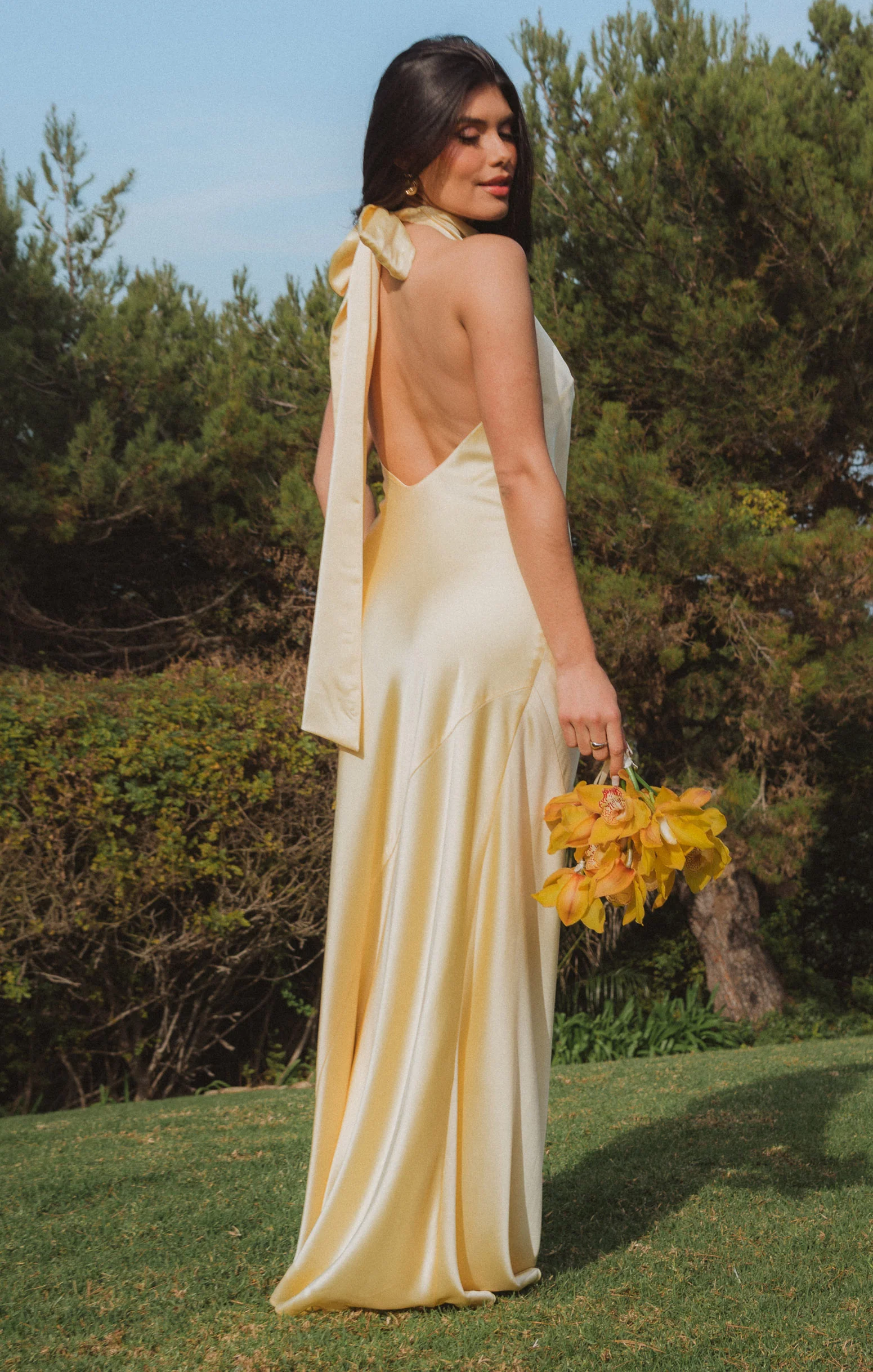 Lisa Maxi Dress ~ Pale Yellow Luxe Satin - Image 3