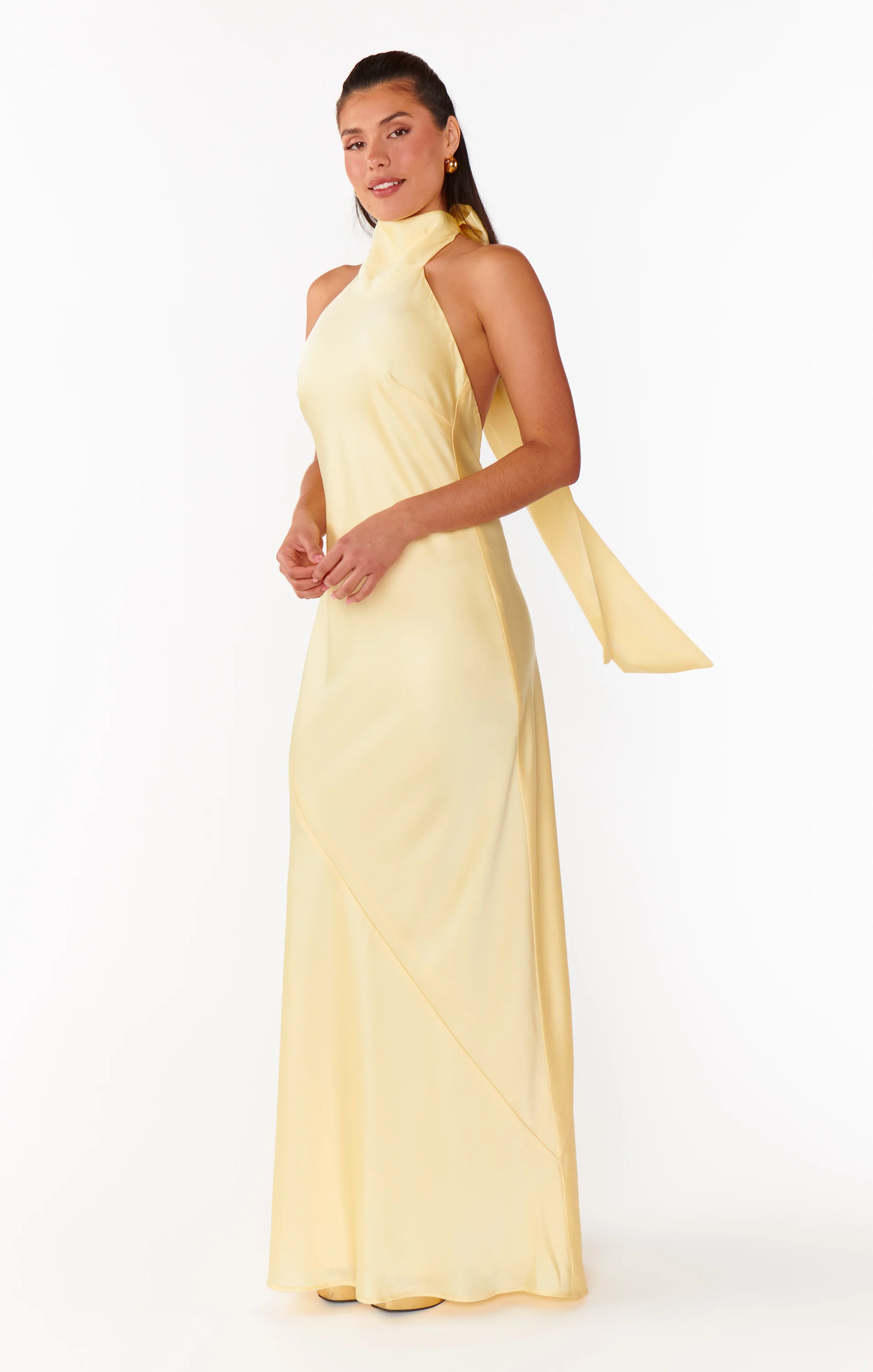Lisa Maxi Dress ~ Pale Yellow Luxe Satin - Image 5