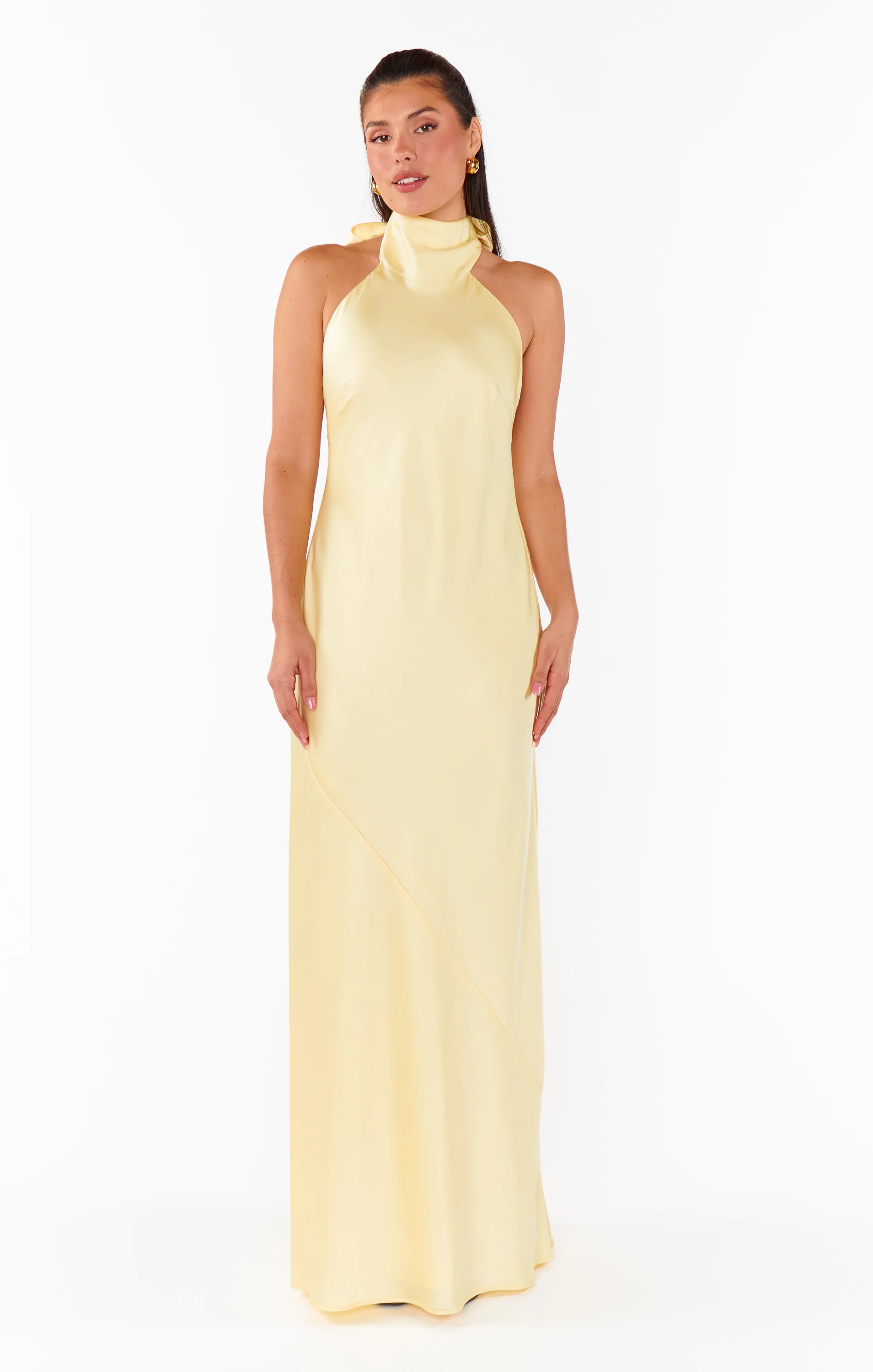 Lisa Maxi Dress ~ Pale Yellow Luxe Satin - Image 7