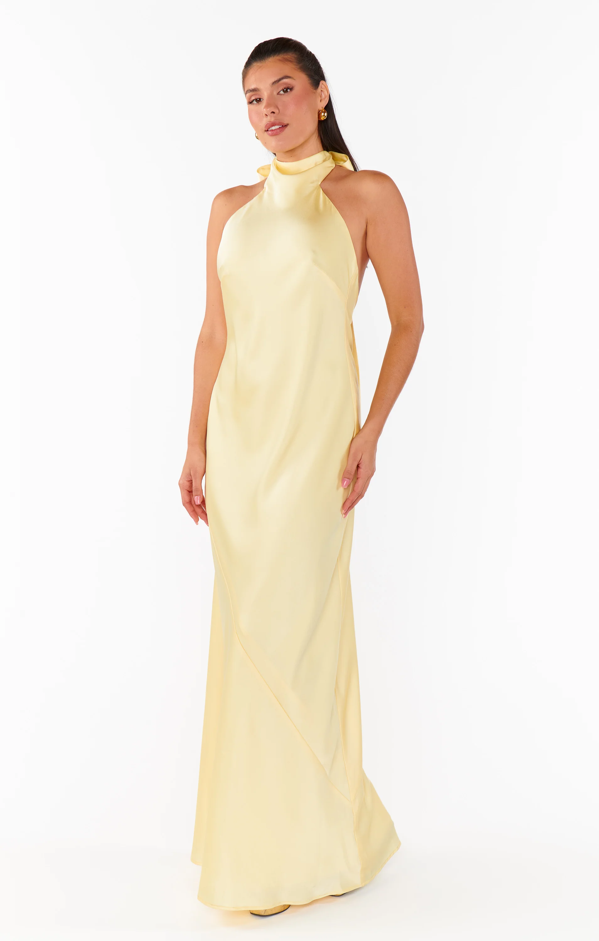 Lisa Maxi Dress ~ Pale Yellow Luxe Satin - Image 9