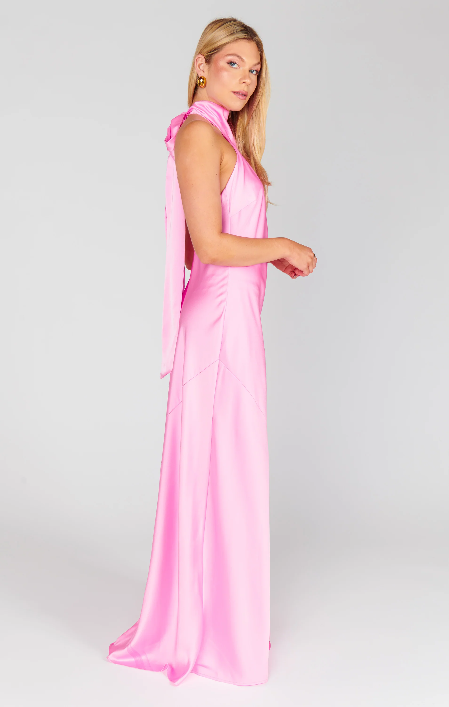 Lisa Maxi Dress ~ Pink Luxe Satin - Image 3