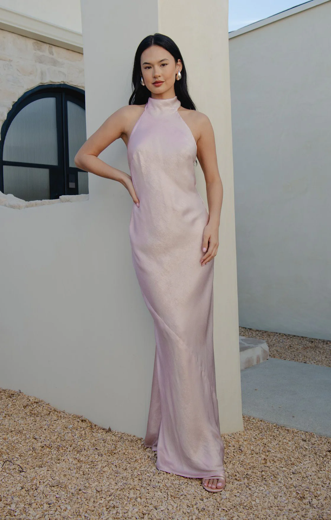 Lisa Maxi Dress ~ Powder Pink Chrome - Image 3