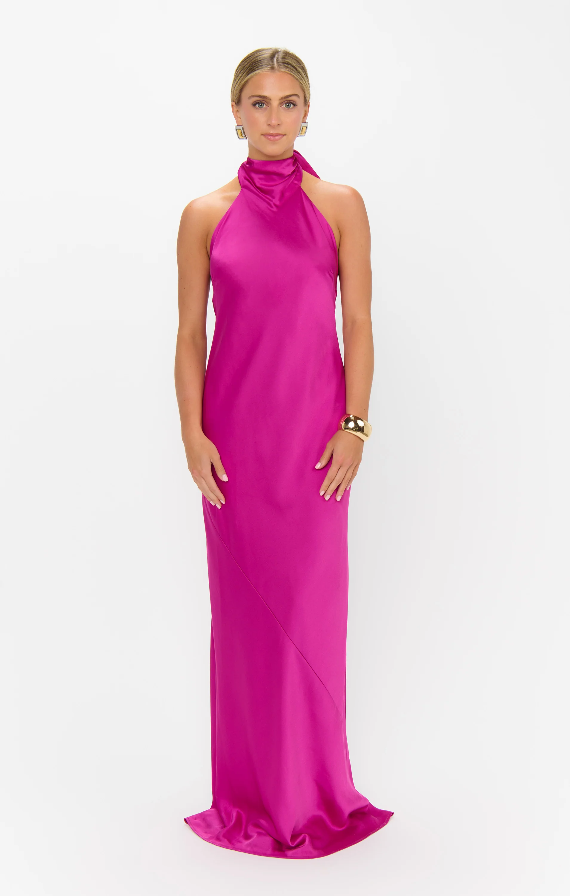 Lisa Maxi Dress ~ Rich Magenta Luxe Satin - Image 3