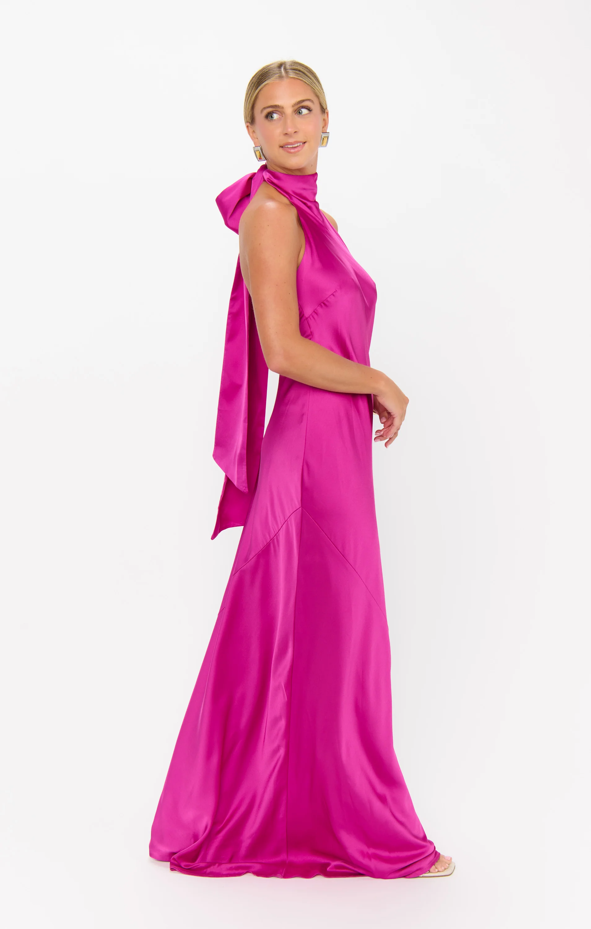 Lisa Maxi Dress ~ Rich Magenta Luxe Satin - Image 8