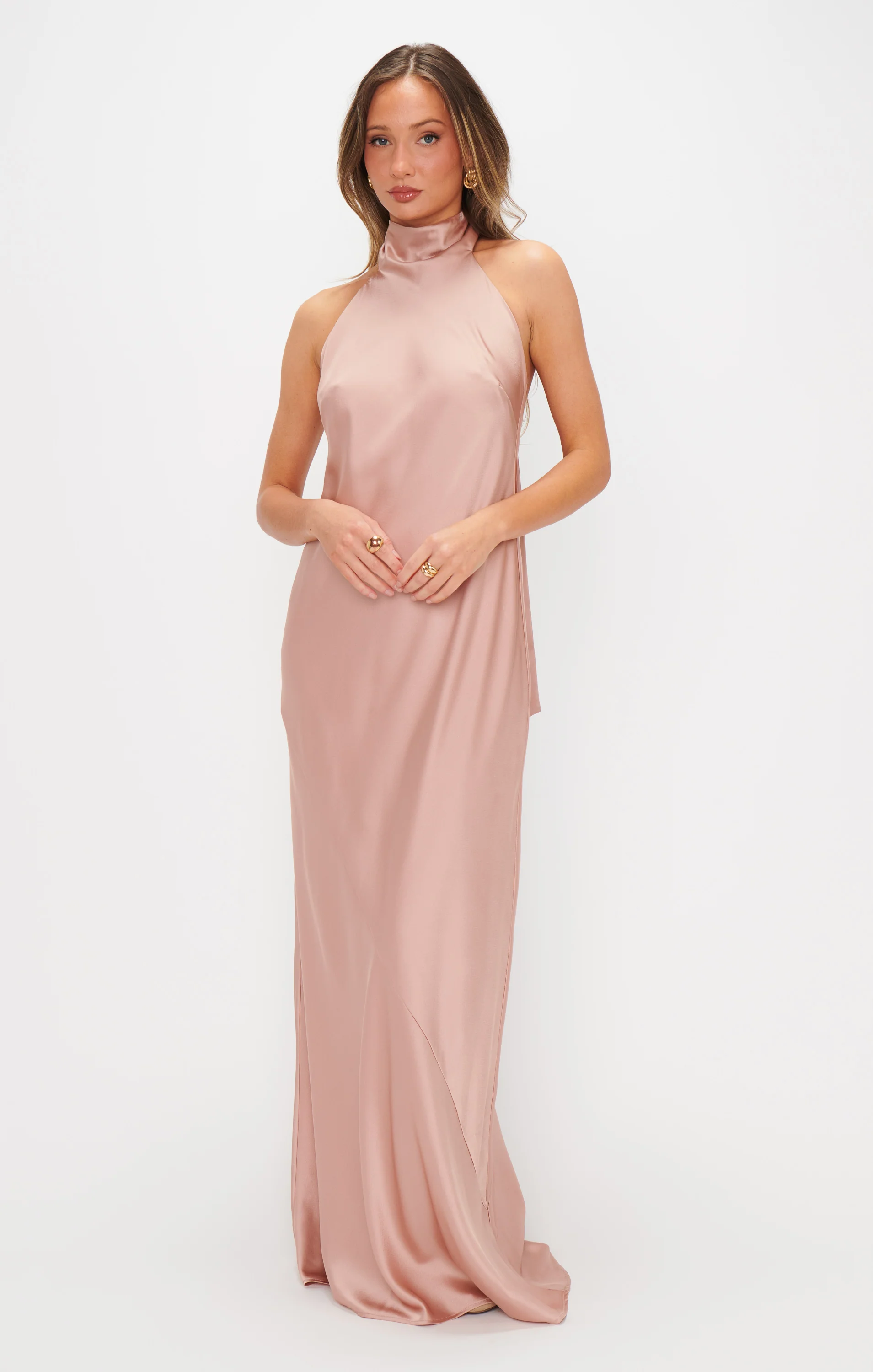 Lisa Maxi Dress ~ Rose Gold Luxe Satin - Image 4