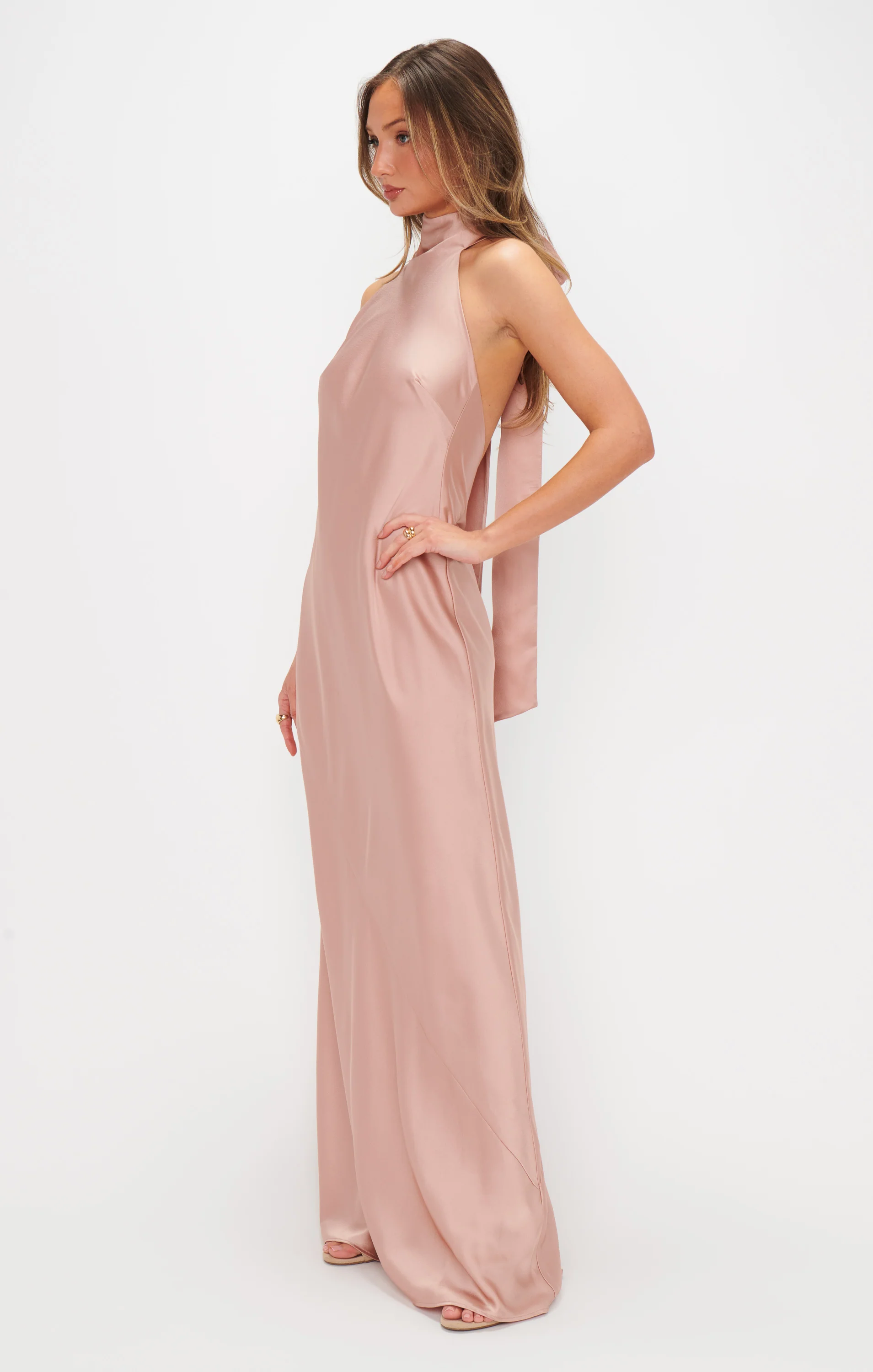 Lisa Maxi Dress ~ Rose Gold Luxe Satin - Image 6