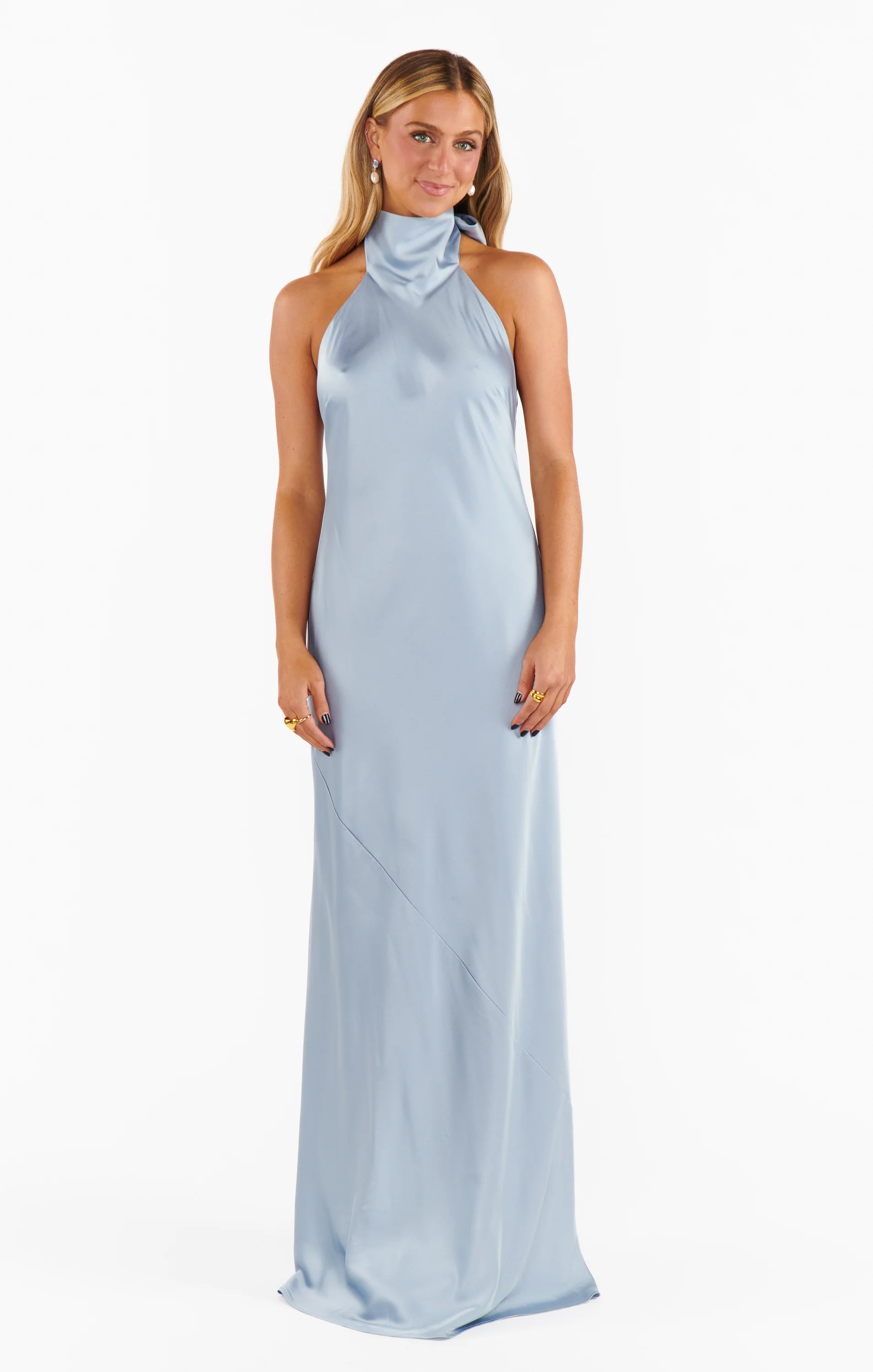 Lisa Maxi Dress ~ Steel Blue Luxe Satin - Image 4