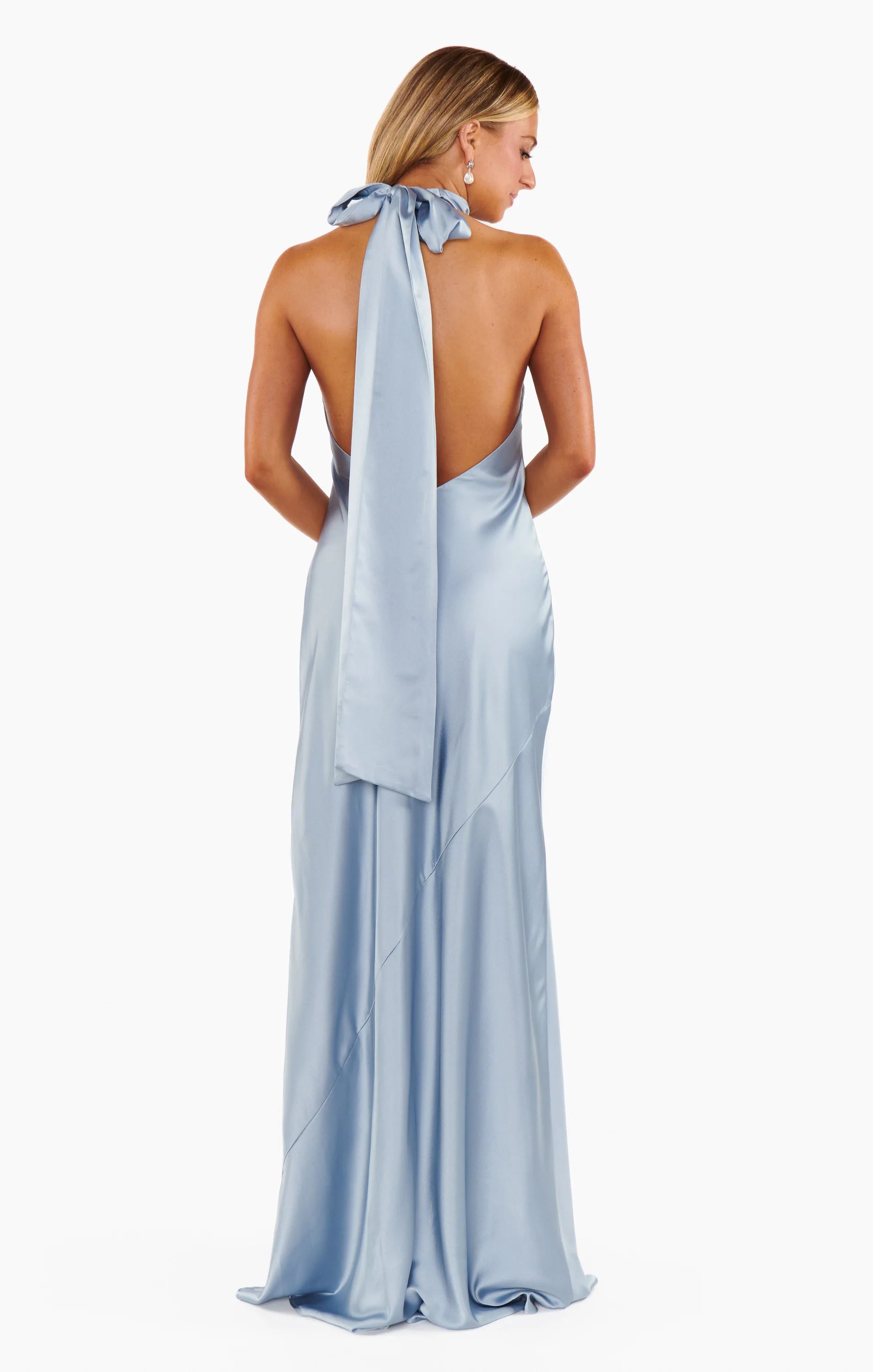 Lisa Maxi Dress ~ Steel Blue Luxe Satin - Image 6