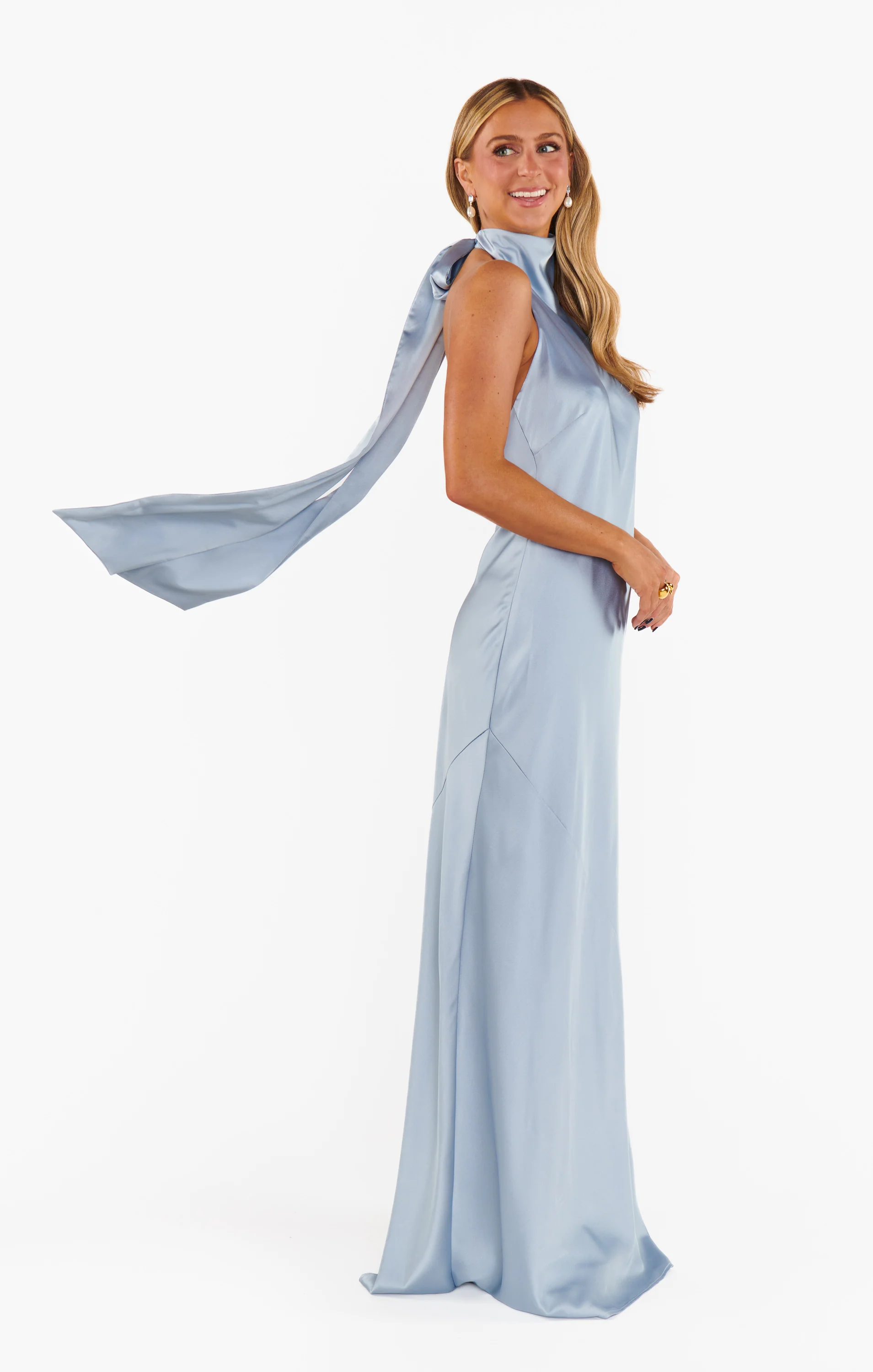 Lisa Maxi Dress ~ Steel Blue Luxe Satin - Image 7