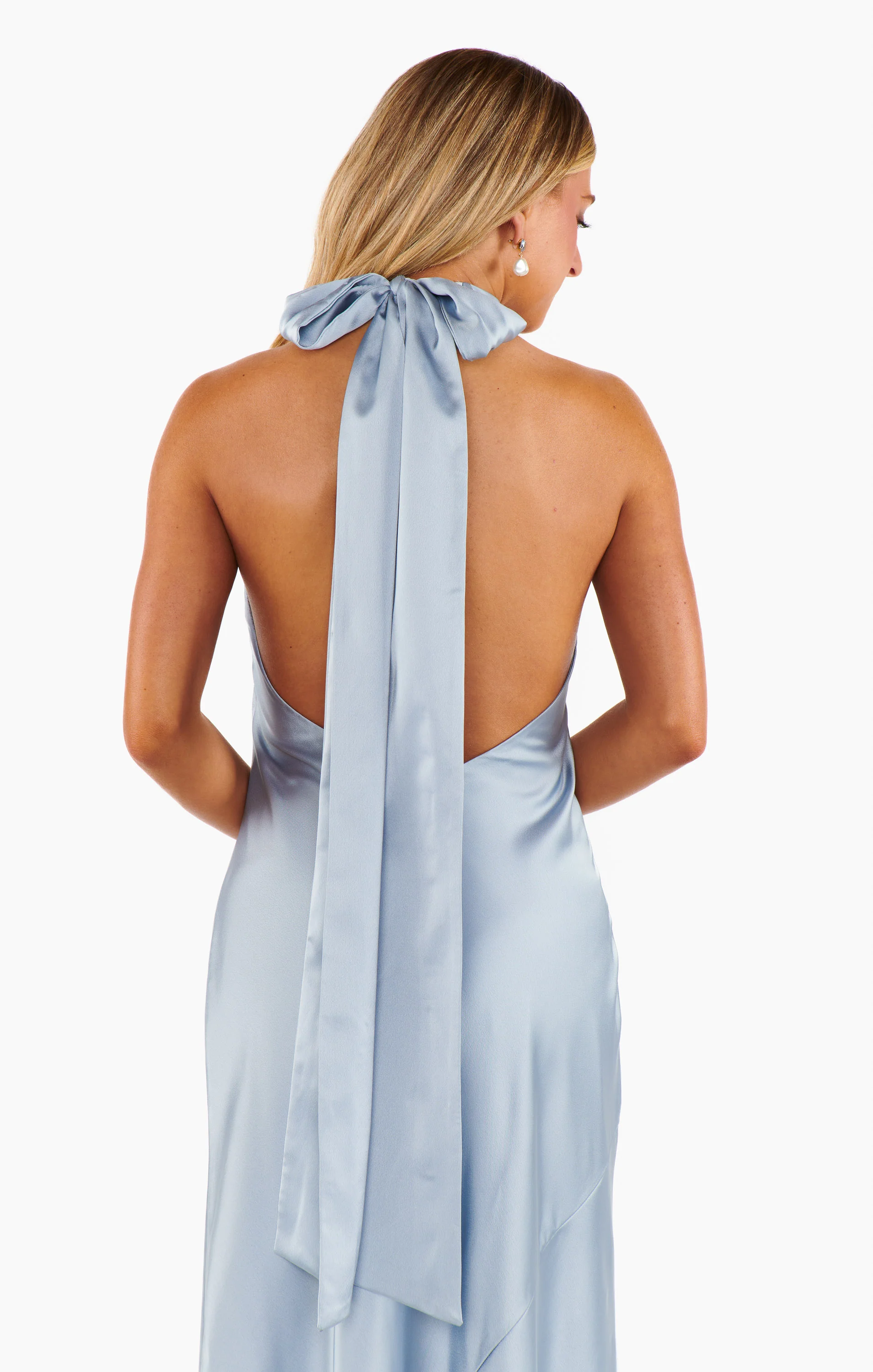 Lisa Maxi Dress ~ Steel Blue Luxe Satin - Image 8