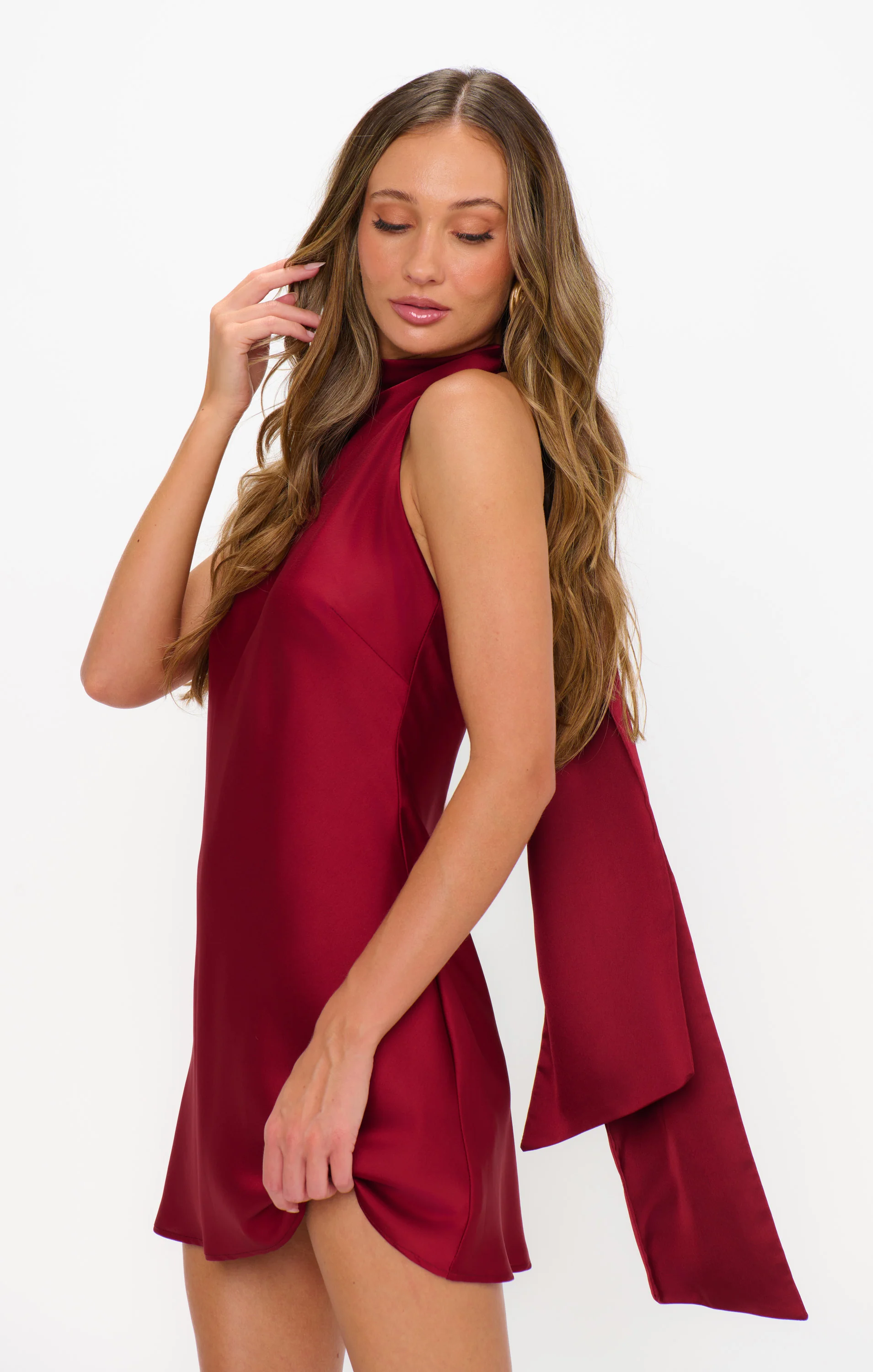 Lisa Mini Dress ~ Cranberry Luxe Satin - Image 4