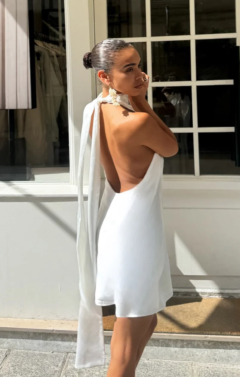 Lisa Mini Dress ~ Ivory Luxe Satin - Image 5