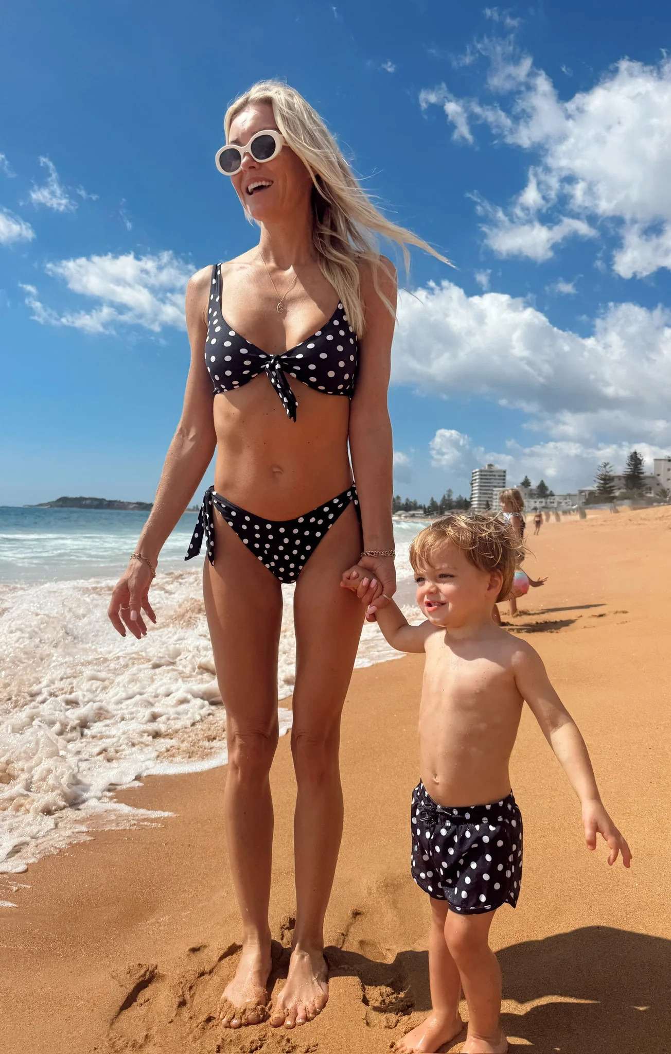 Little Beach Bum Trunks ~ Navy Polka Dot - Image 2