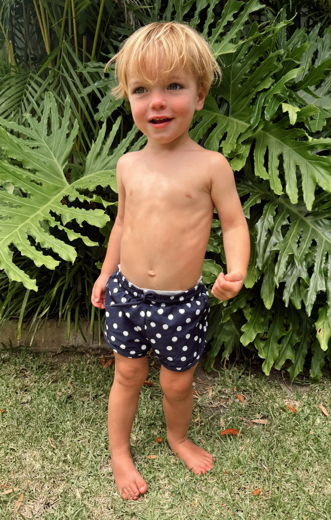 Little Beach Bum Trunks ~ Navy Polka Dot - Image 3