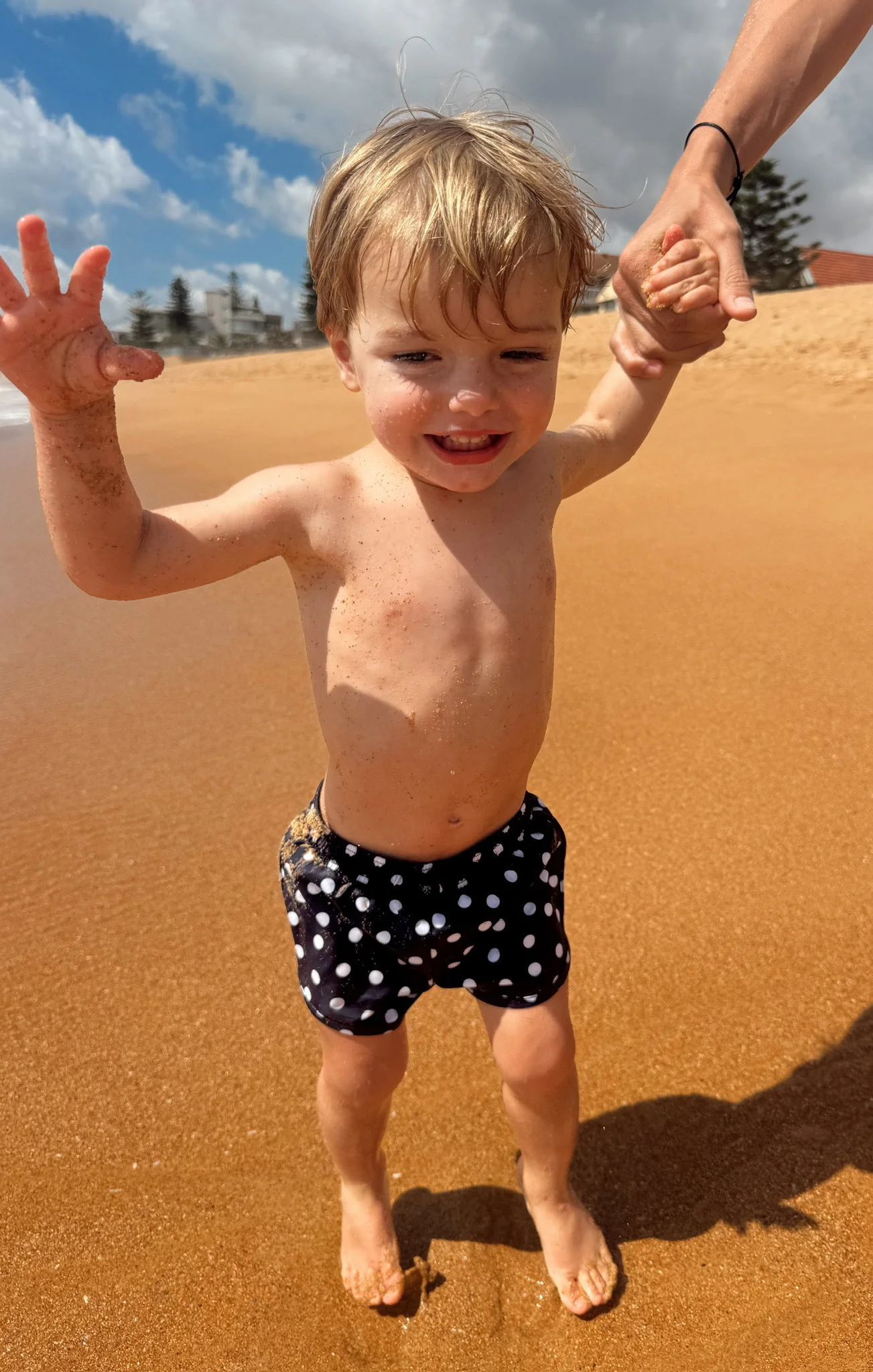 Little Beach Bum Trunks ~ Navy Polka Dot - Image 6