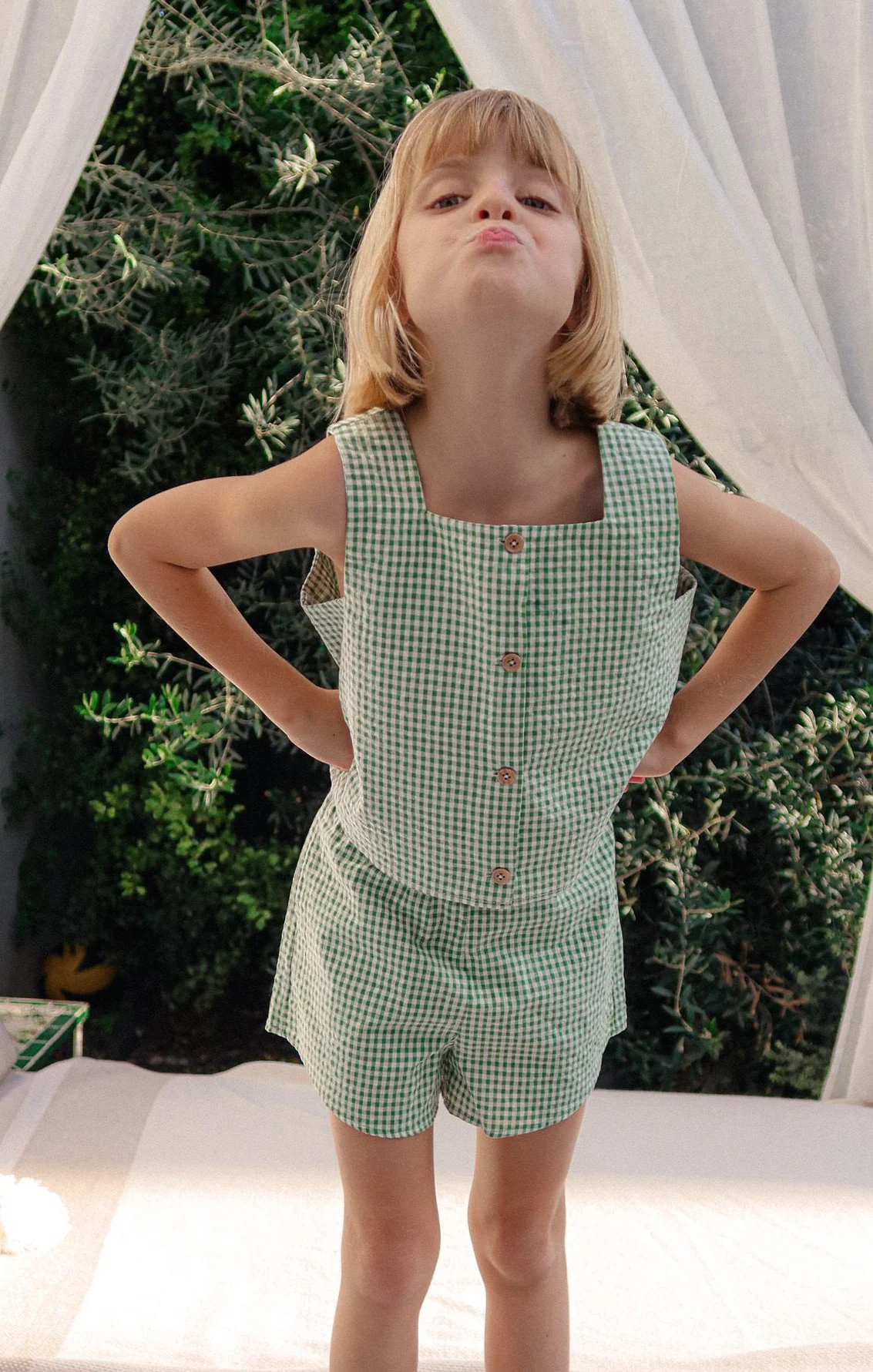 Little Maren Shorts ~ Field Green Gingham - Image 4