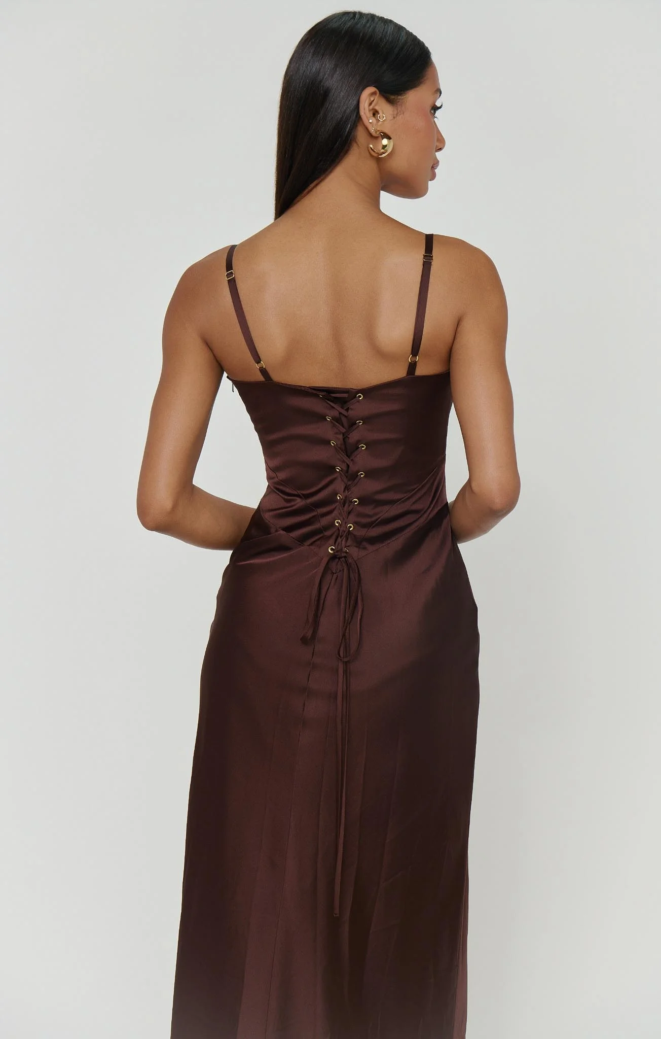 Logan Dress ~ Chocolate Luxe Satin - Image 2