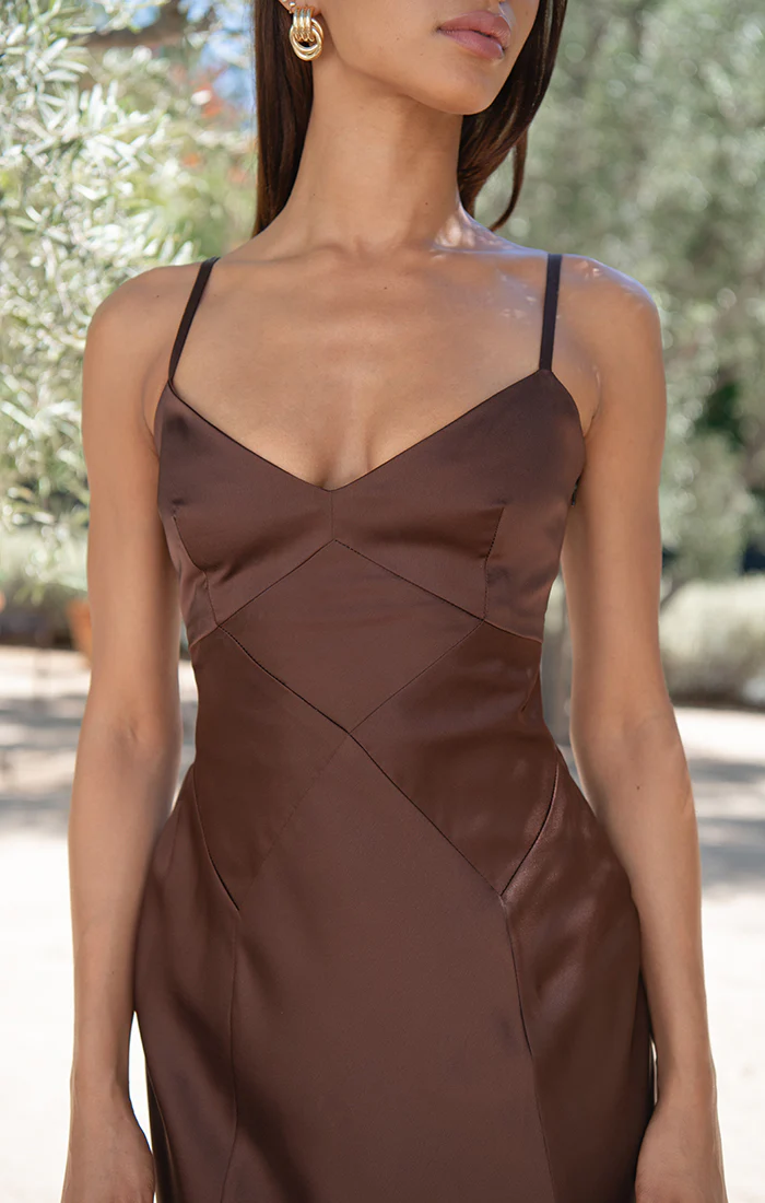 Logan Dress ~ Chocolate Luxe Satin - Image 4