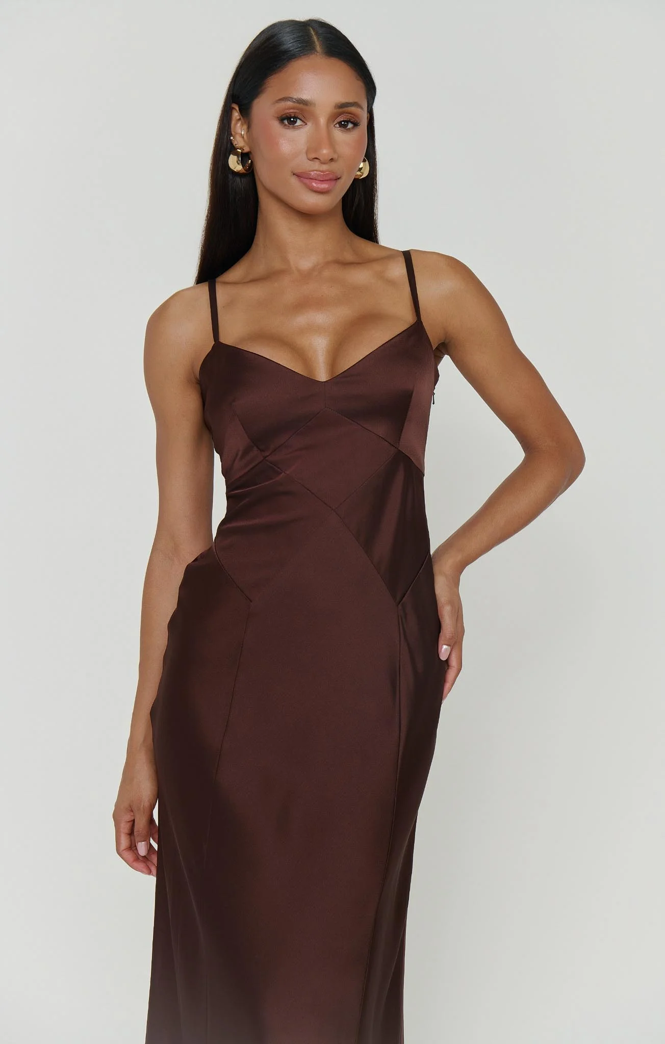 Logan Dress ~ Chocolate Luxe Satin - Image 5