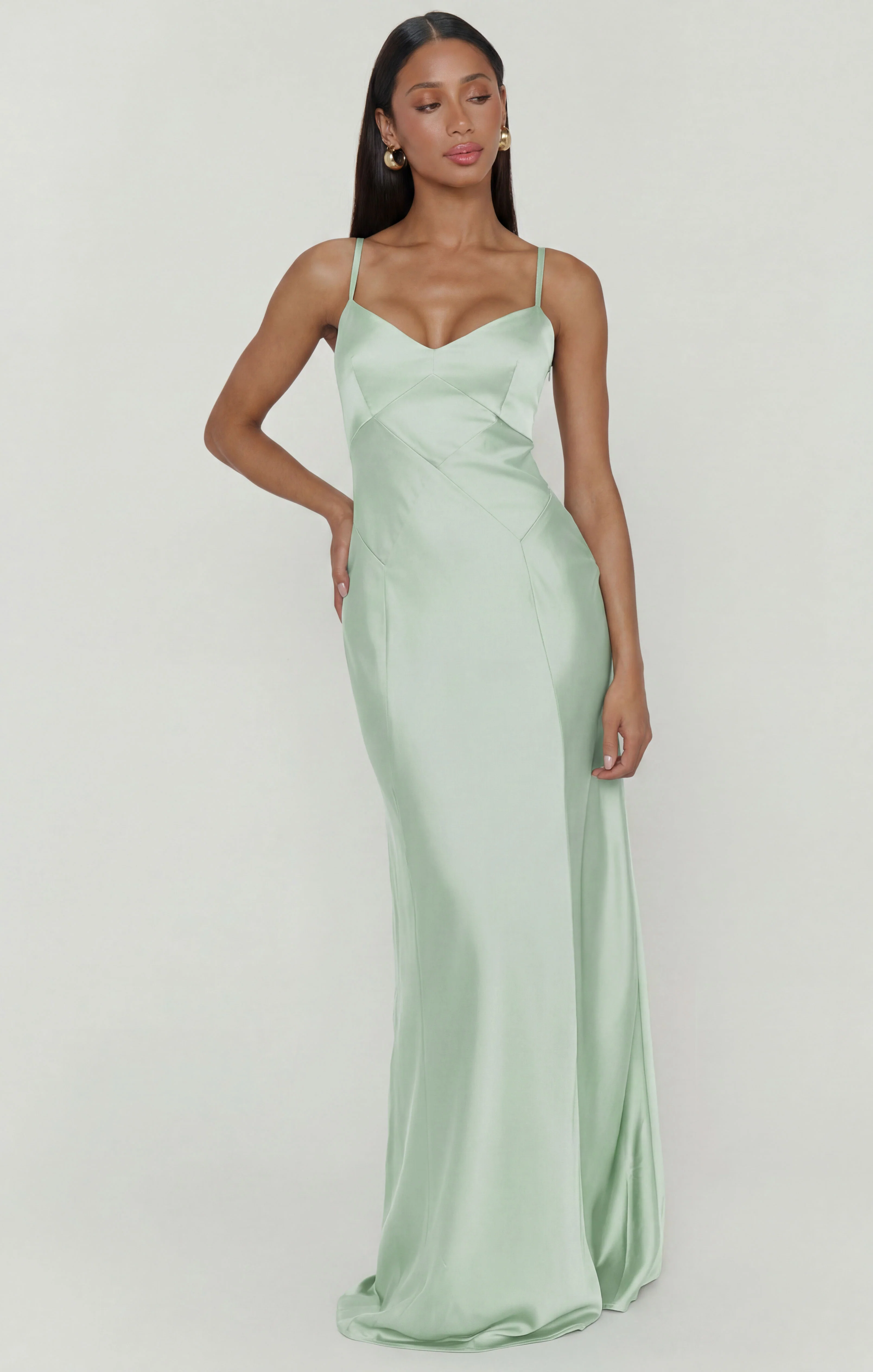 Logan Dress ~ Pistachio Luxe Satin - Image 3