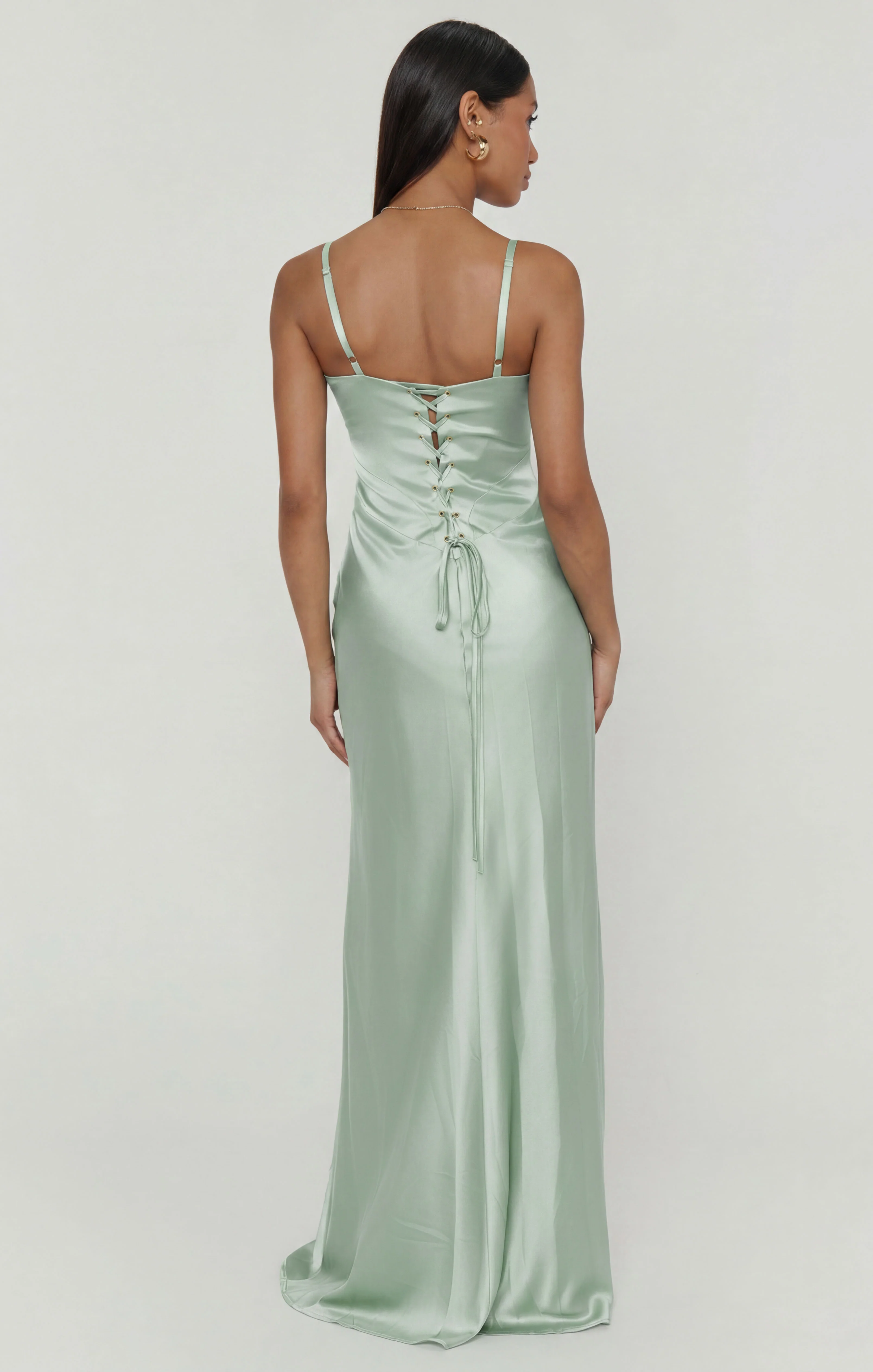 Logan Dress ~ Pistachio Luxe Satin - Image 4