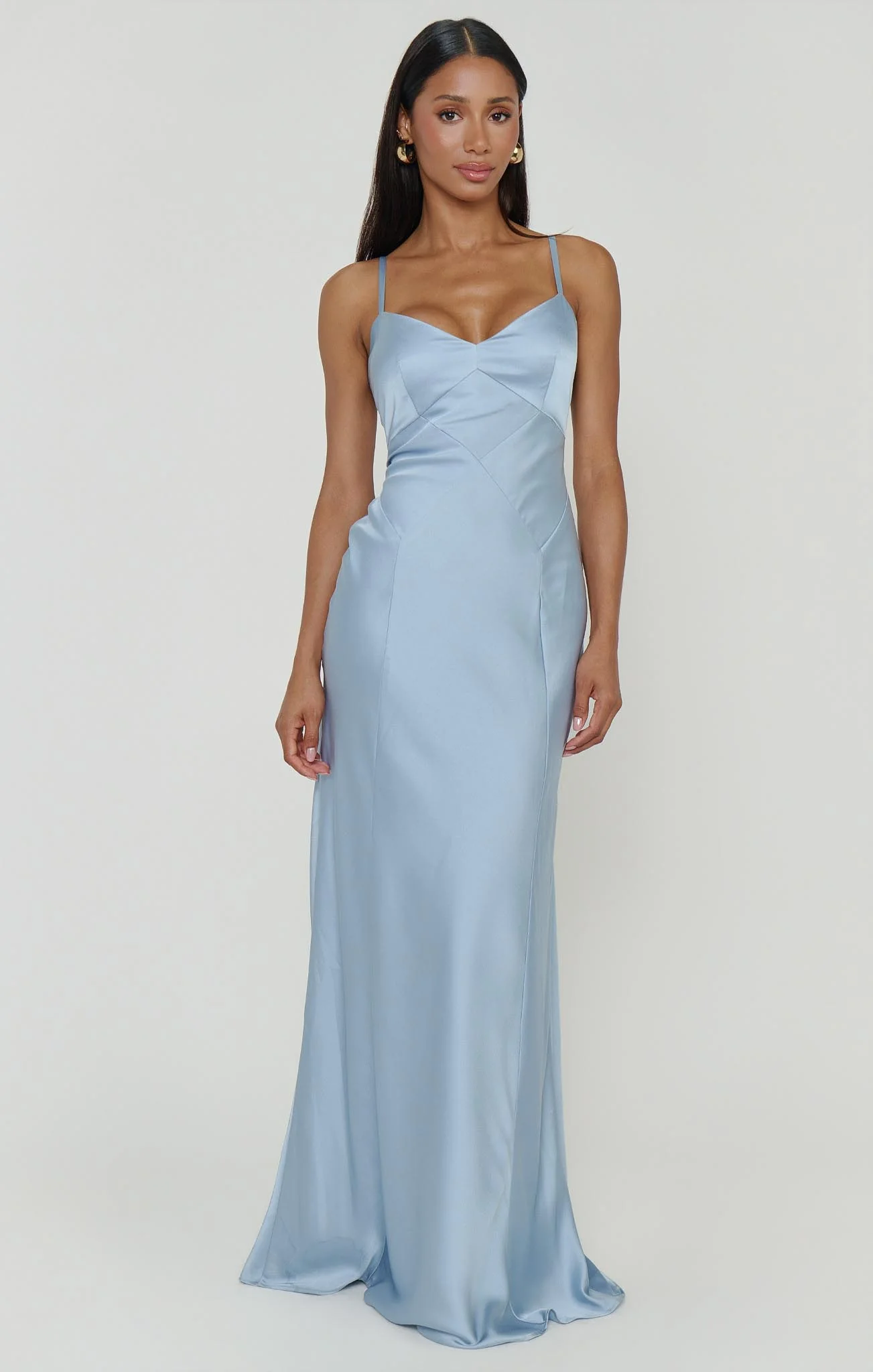 Logan Dress ~ Steel Blue Luxe Satin - Image 3
